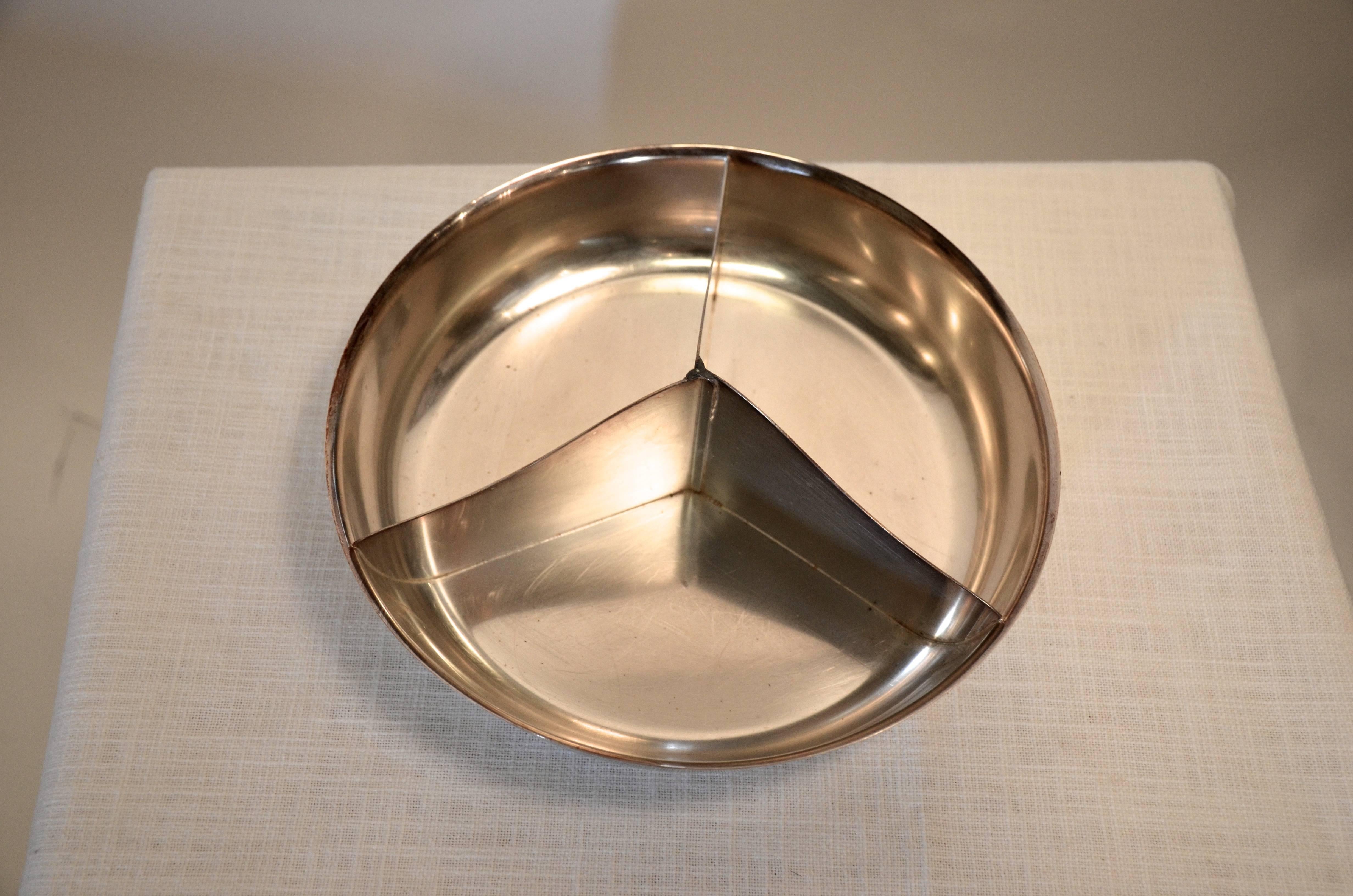Silver Divided Snack Bowl For Sale 1