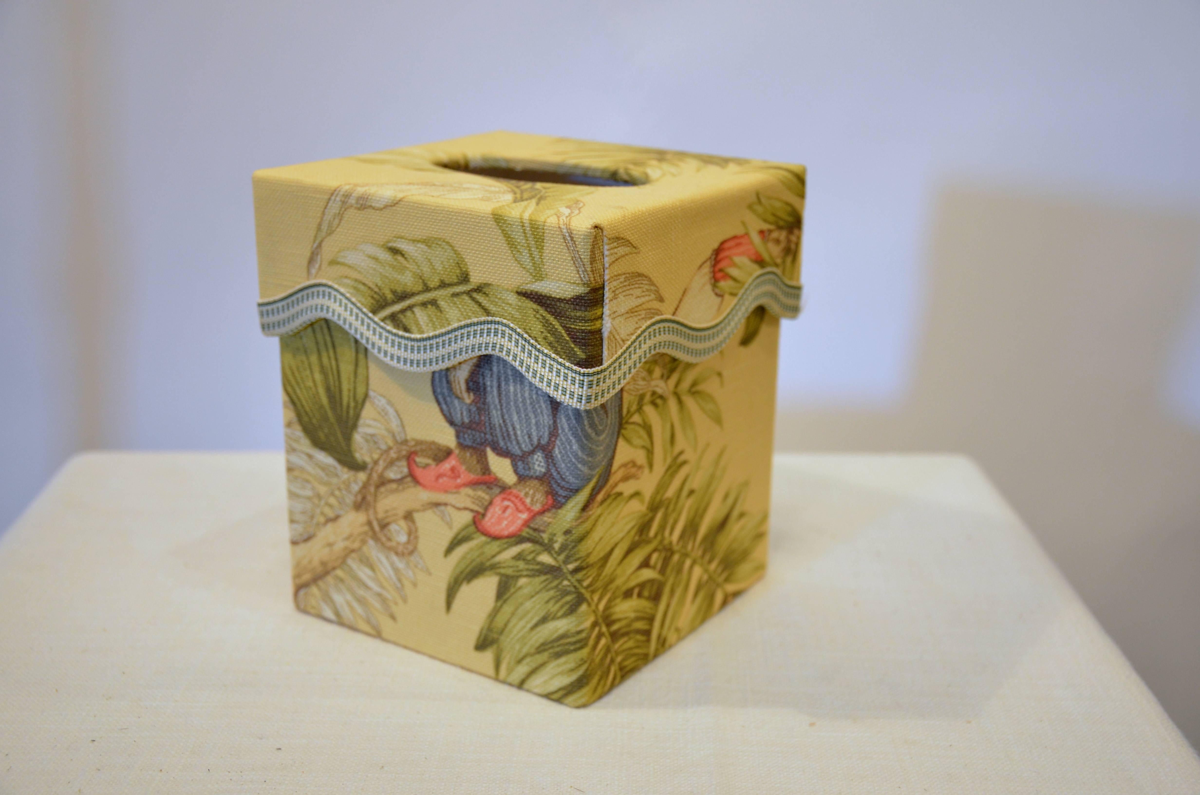 Handmade tissue box cover.