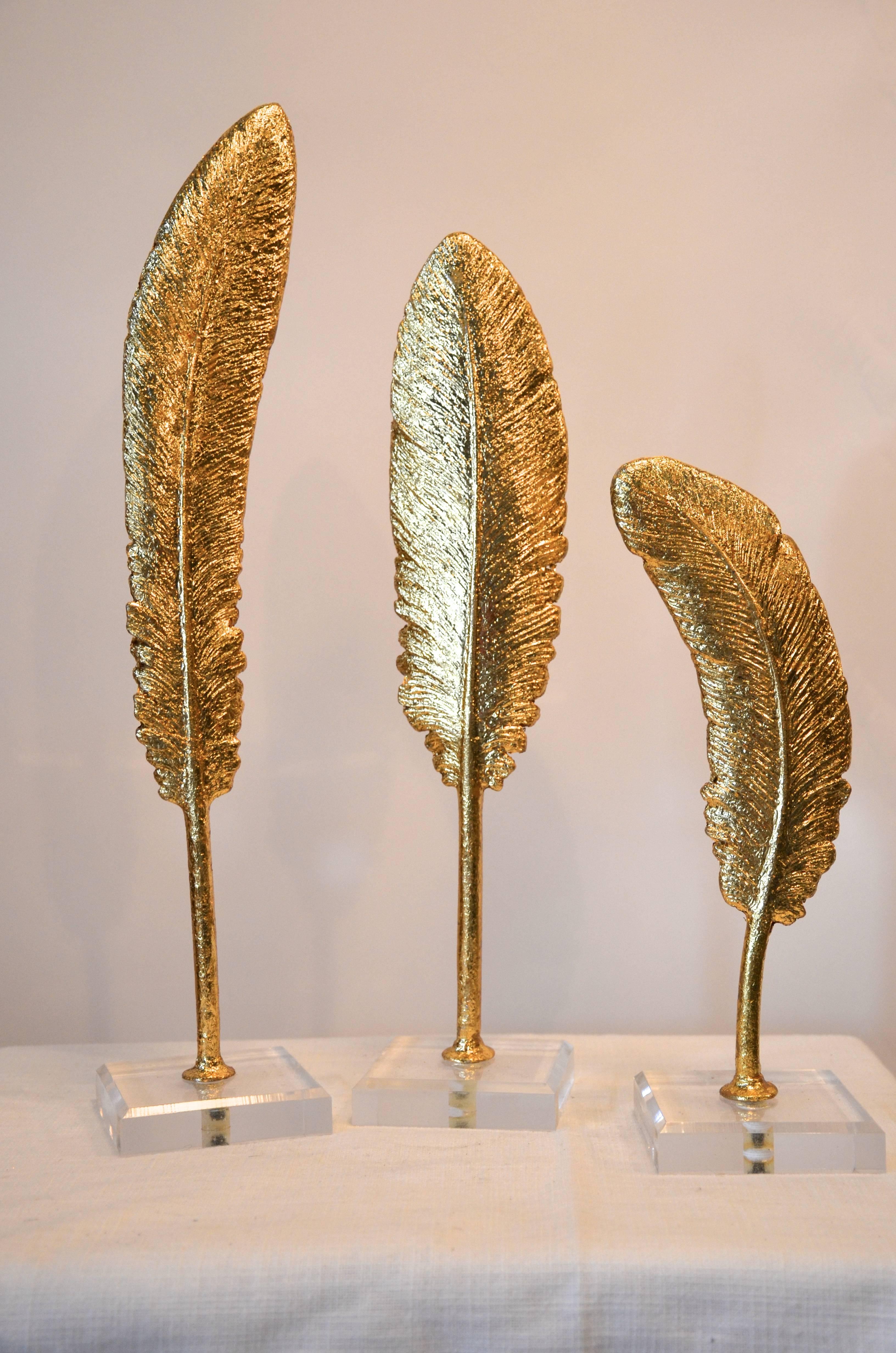 Trio of Gold Feathers For Sale 3