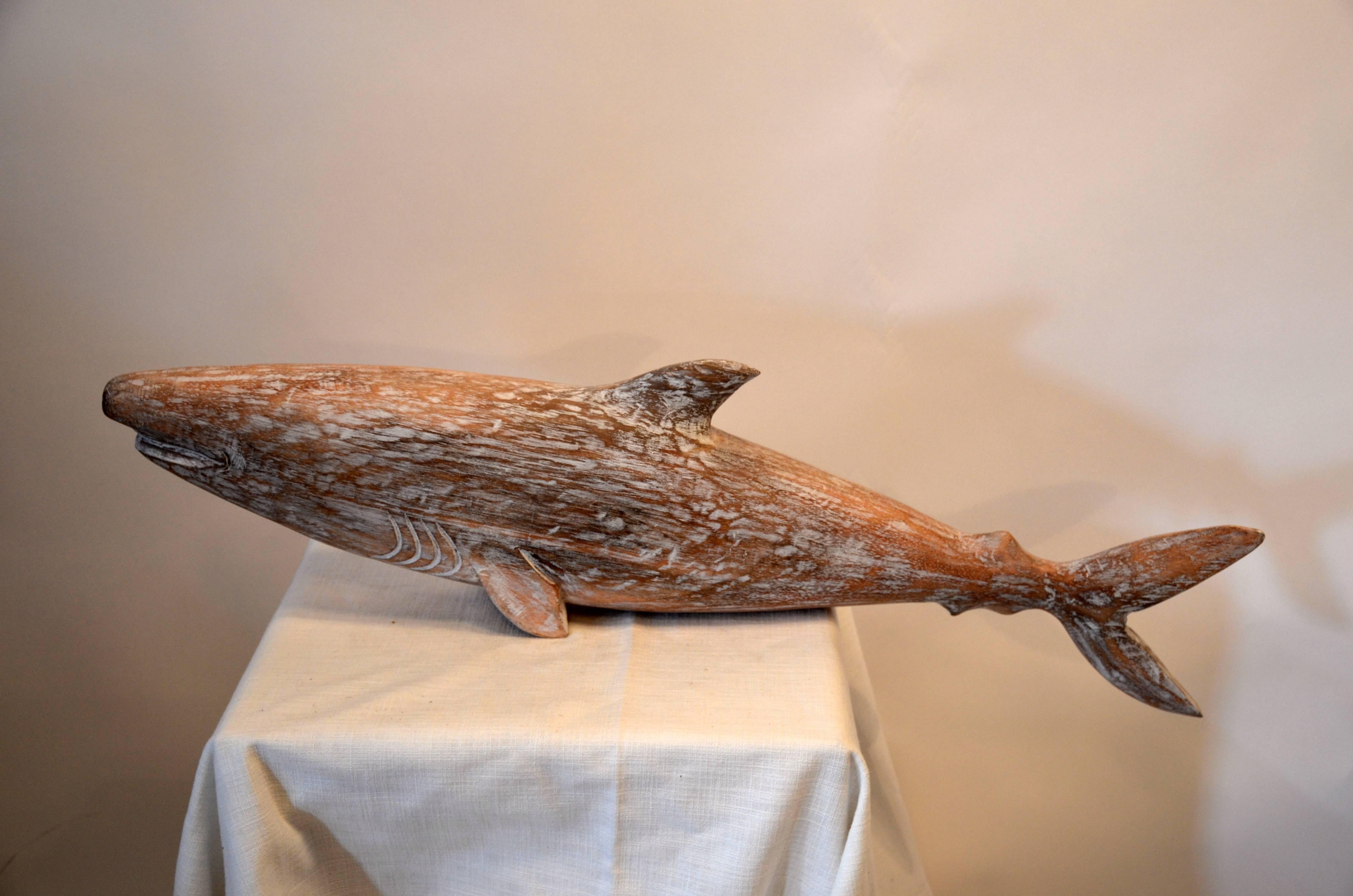 Carved Belgium Oak Shark In Good Condition In Southampton, NY
