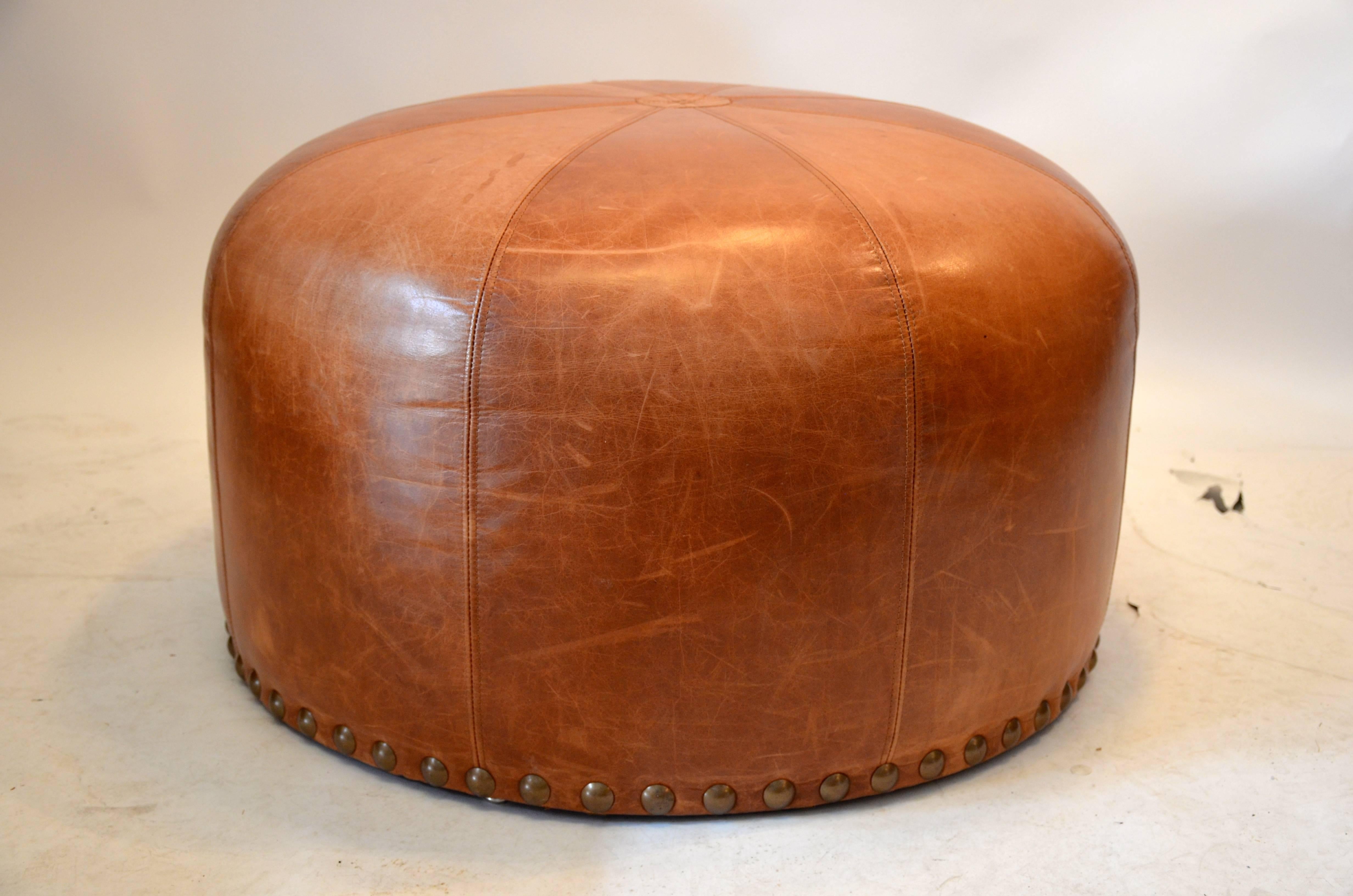 Late 20th Century Leather Pouf