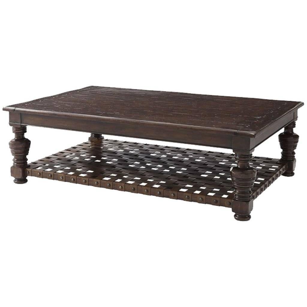 Theodore Alexander Italian Leather Coffee Table For Sale
