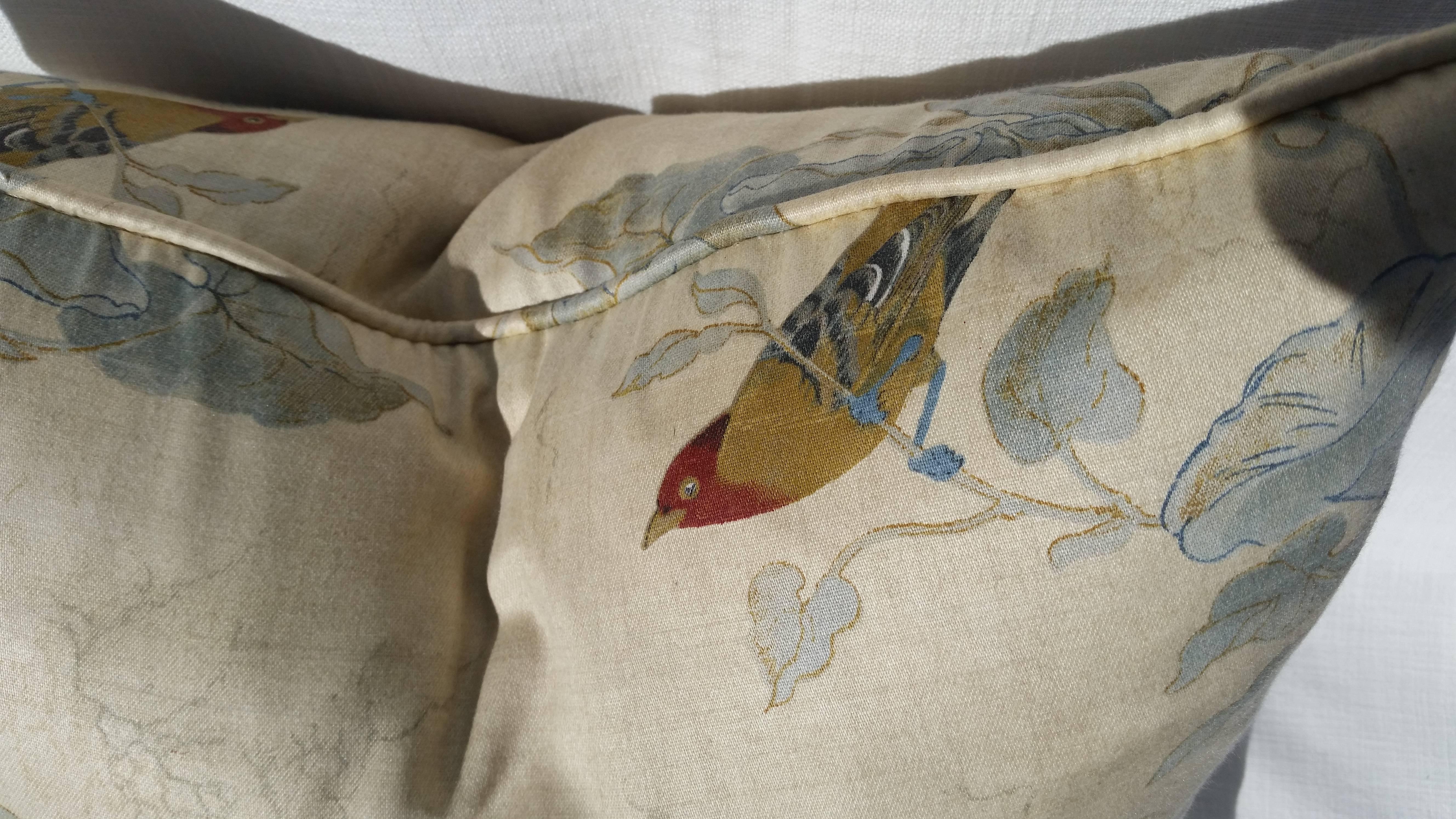 Beautiful Autobon Themed Pillow of the Finest Linen, English 2