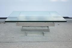 1970s Mid-Century Modern Geometric Stacked Chrome Beam Glass-Top Coffee Table
