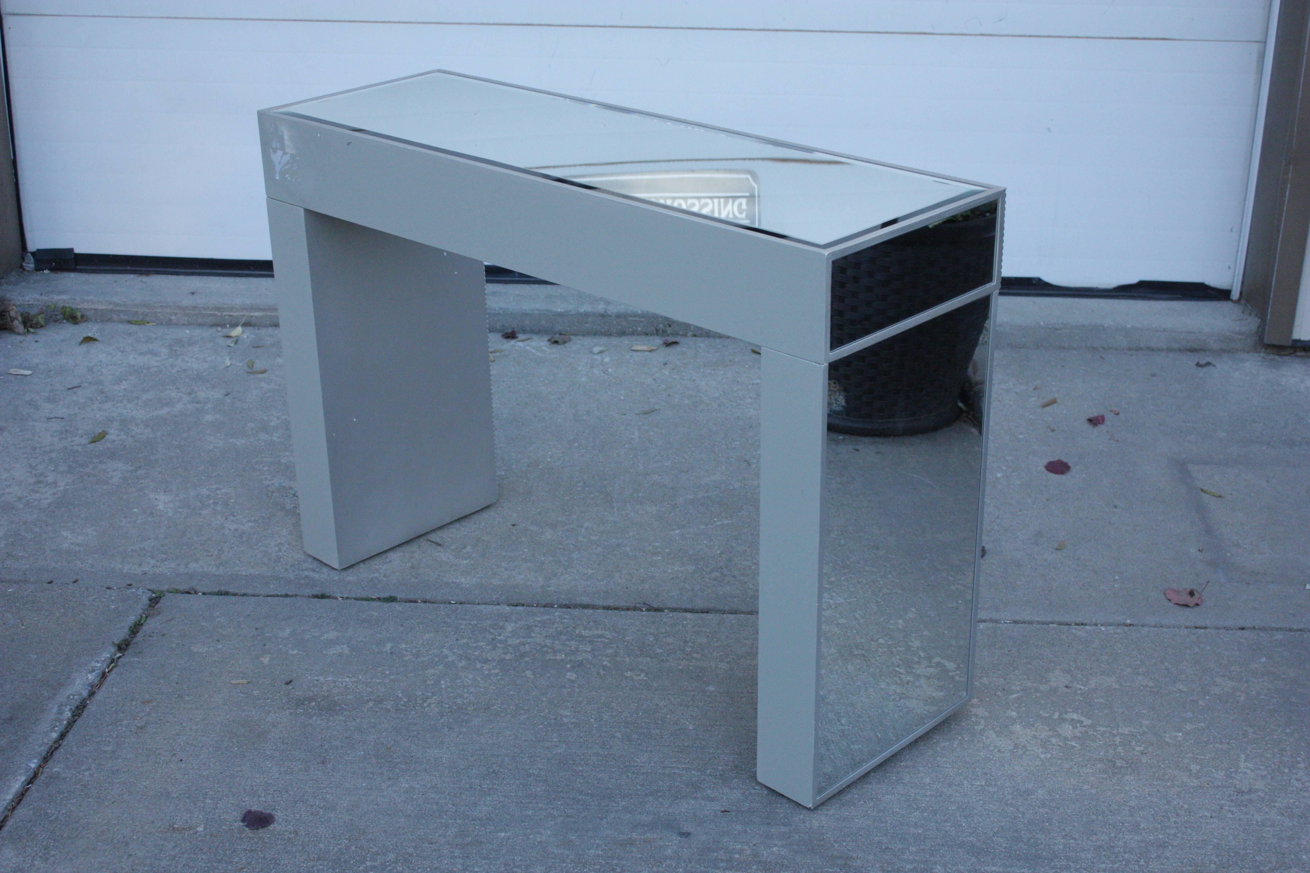 Contemporary 1990s Italian Mirrored Console Writing Table Desk with Drawer For Sale 3