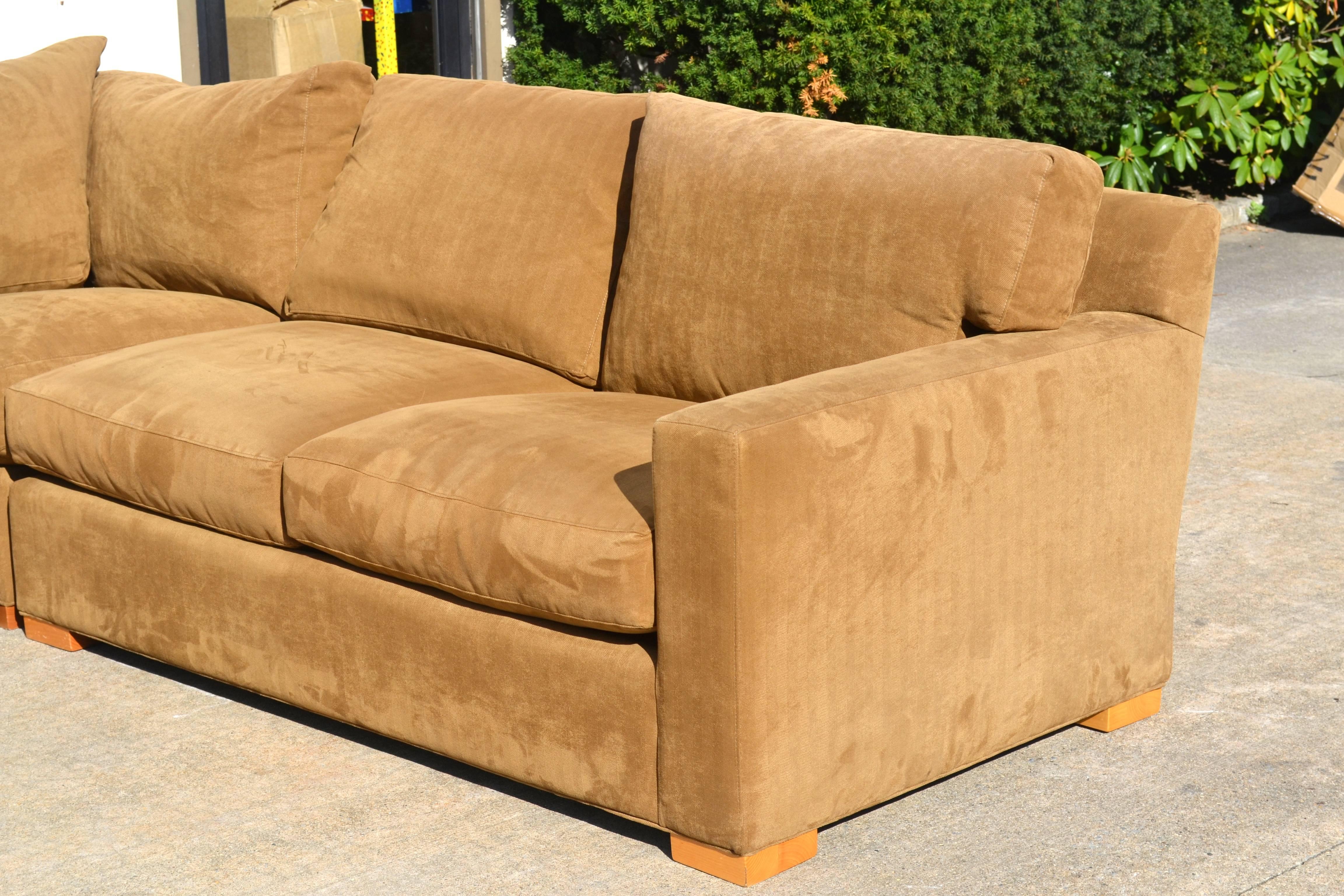 Contemporary Nutmeg Suede Sectional For Sale
