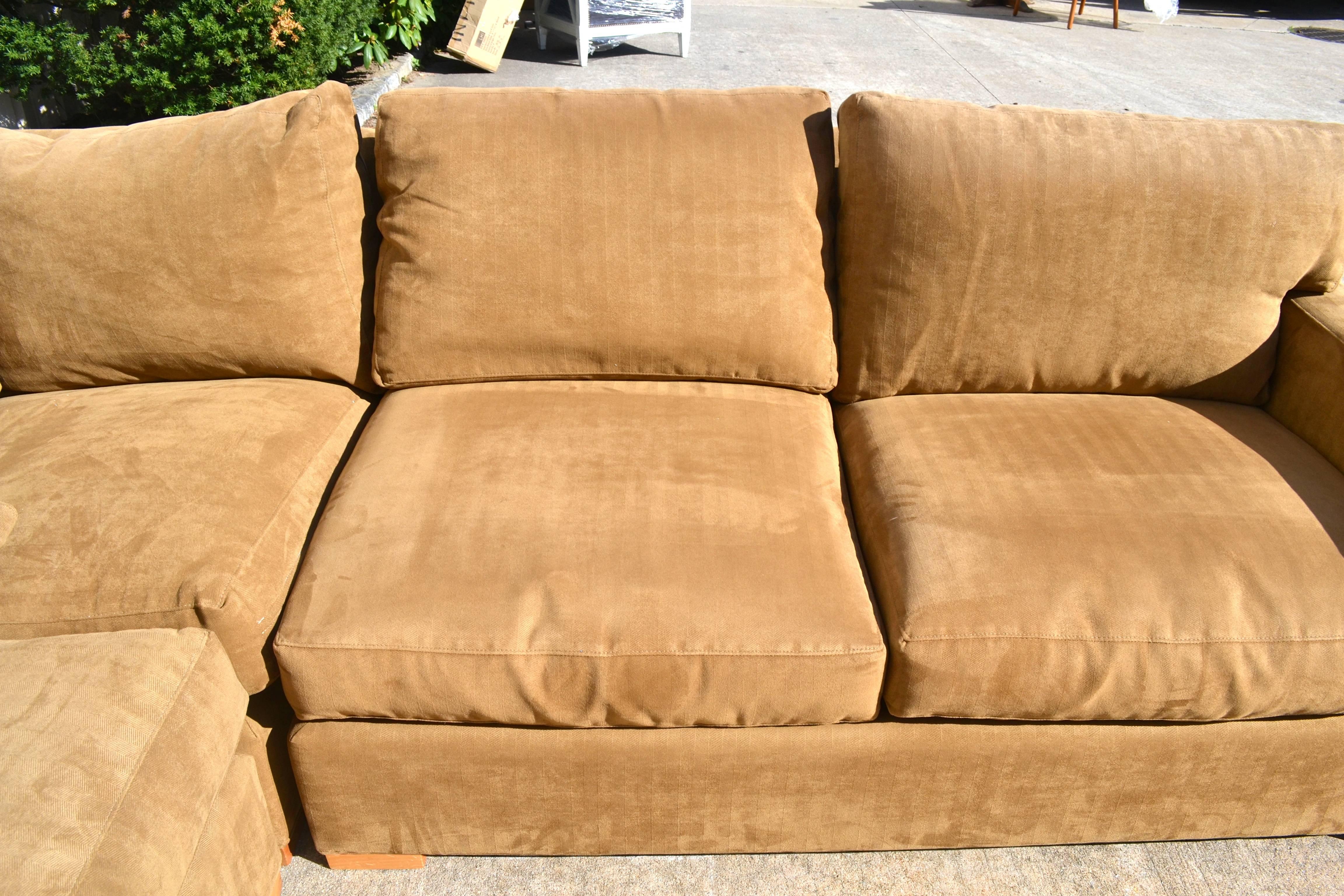 Nutmeg Suede Sectional For Sale 1