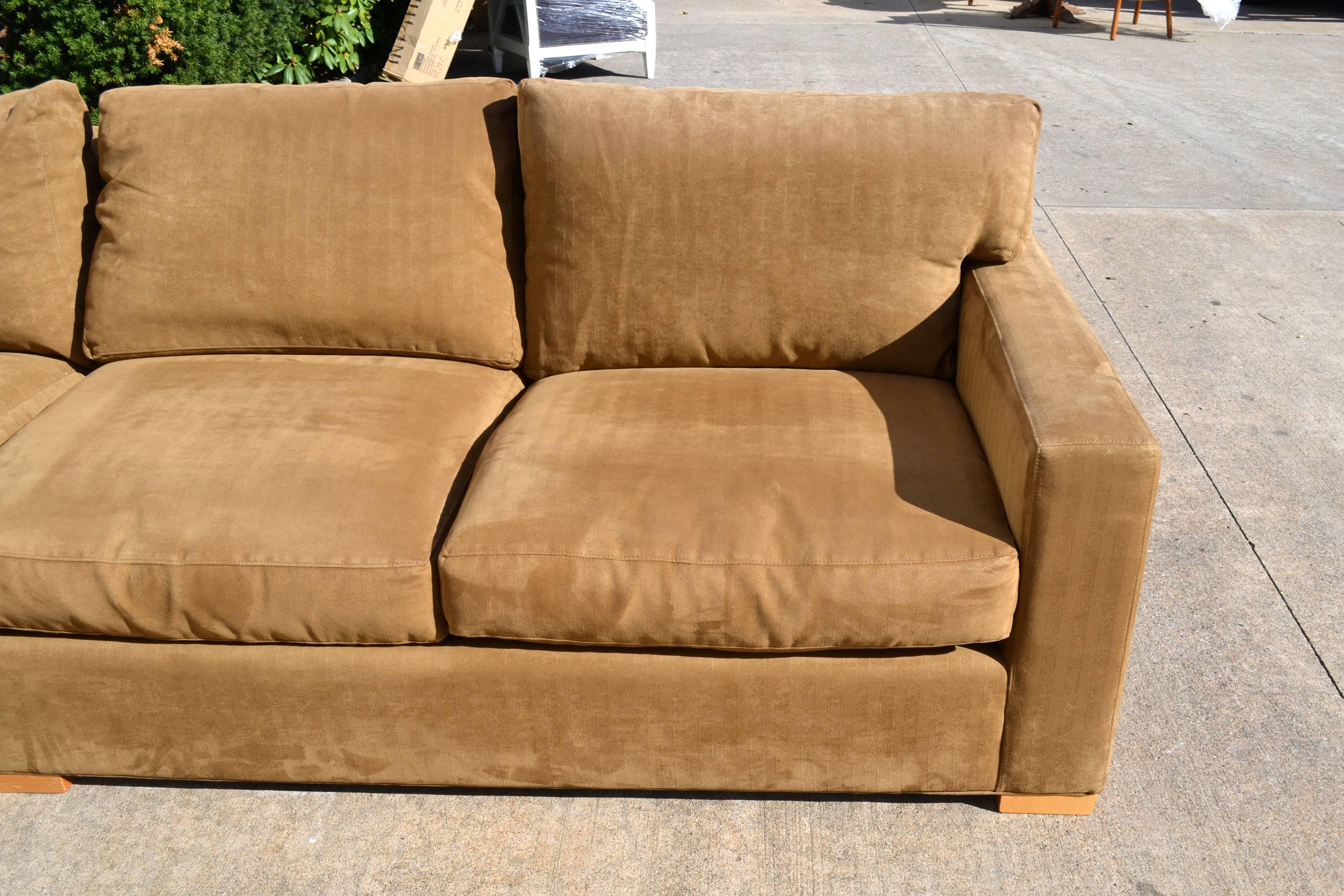 Nutmeg Suede Sectional For Sale 3