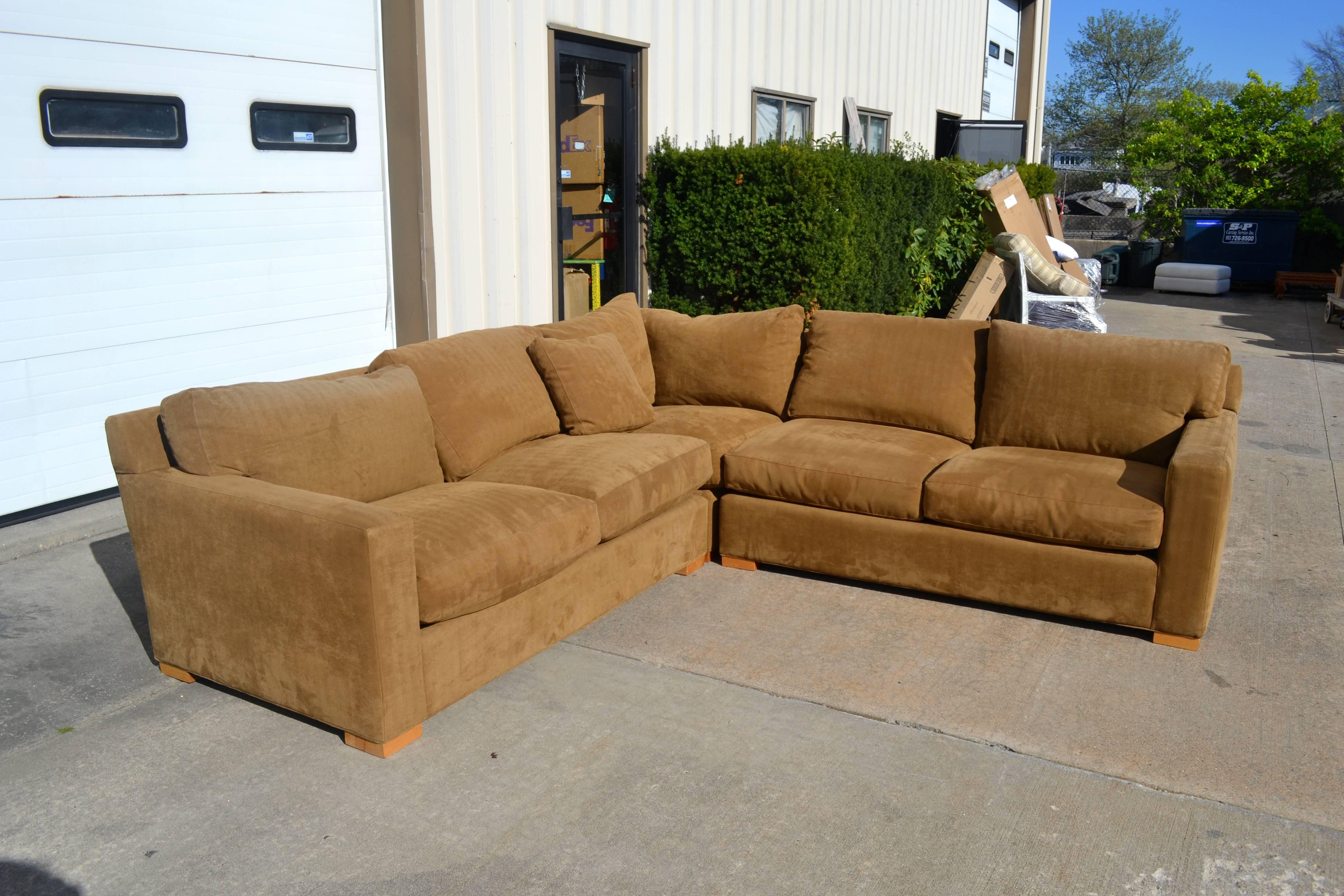 Nutmeg Suede Sectional For Sale 4
