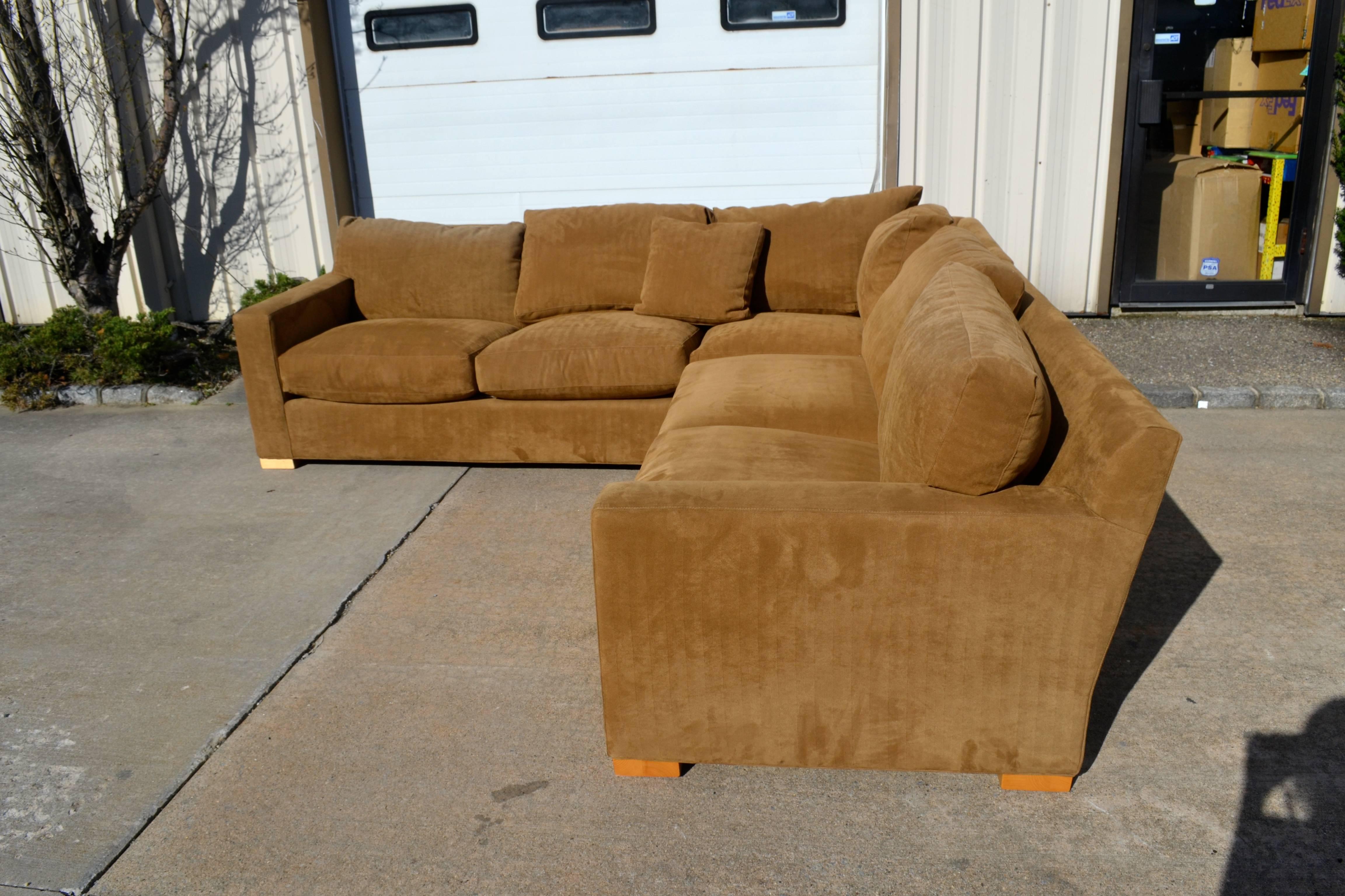 Nutmeg Suede Sectional For Sale 5