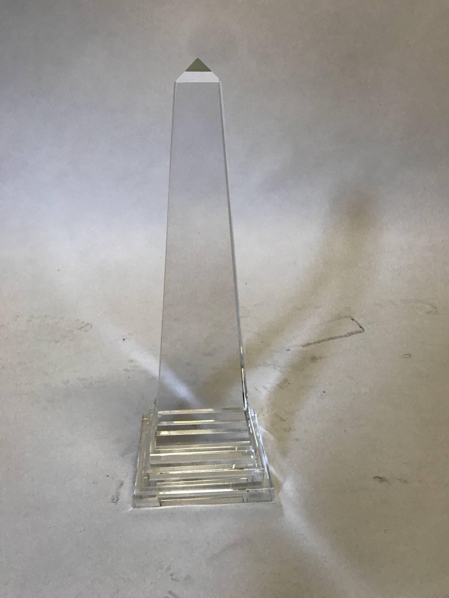 Crystal obelisk, fabulous on a book case, coffee table or a nightstand.