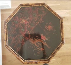 Antique Chinoiserie Scorched Bamboo Side Table
