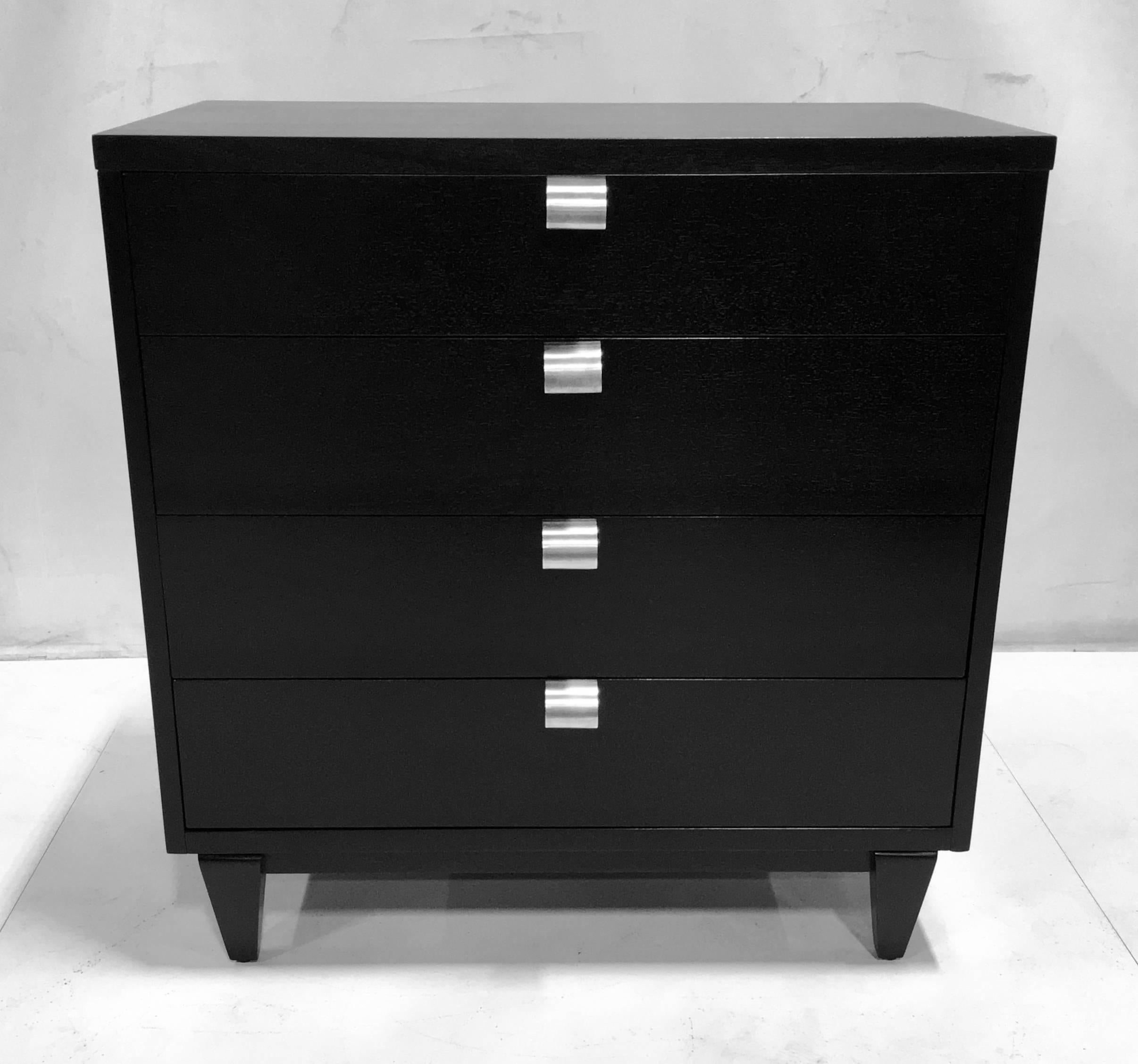 American Pair of Ebonized Mahogany and Brass Bachelors Chests by Merton Gershun