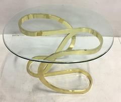 Pair of Serpentine Brass Infinity Side Tables