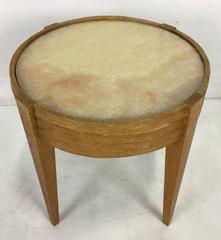 Oak Gueridon with White Onyx Top after Jean-Michel Frank