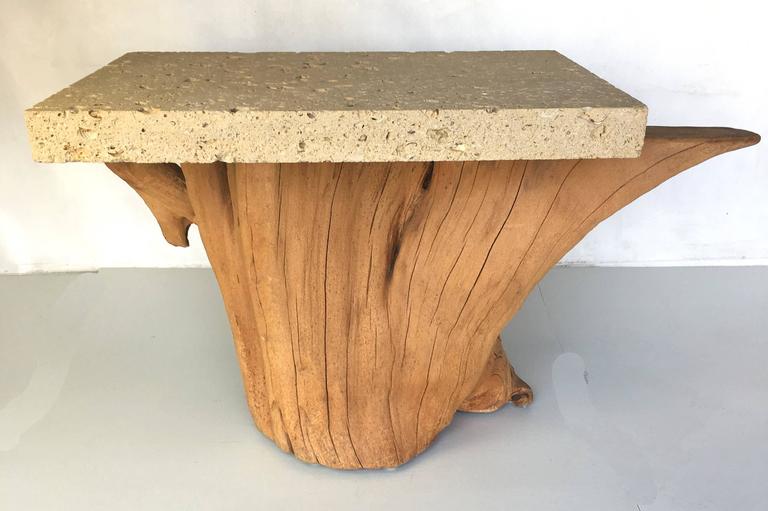 Pair of Iconic Fossil Stone Side Tables by Michael Taylor For Sale at