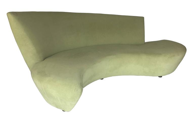 Bilbao sofa by Vladimir Kagan. These sofas were some of Kagan's most Avant Garde creations and are quite dramatic.  There is wear to the upholstery and it should be replaced.  