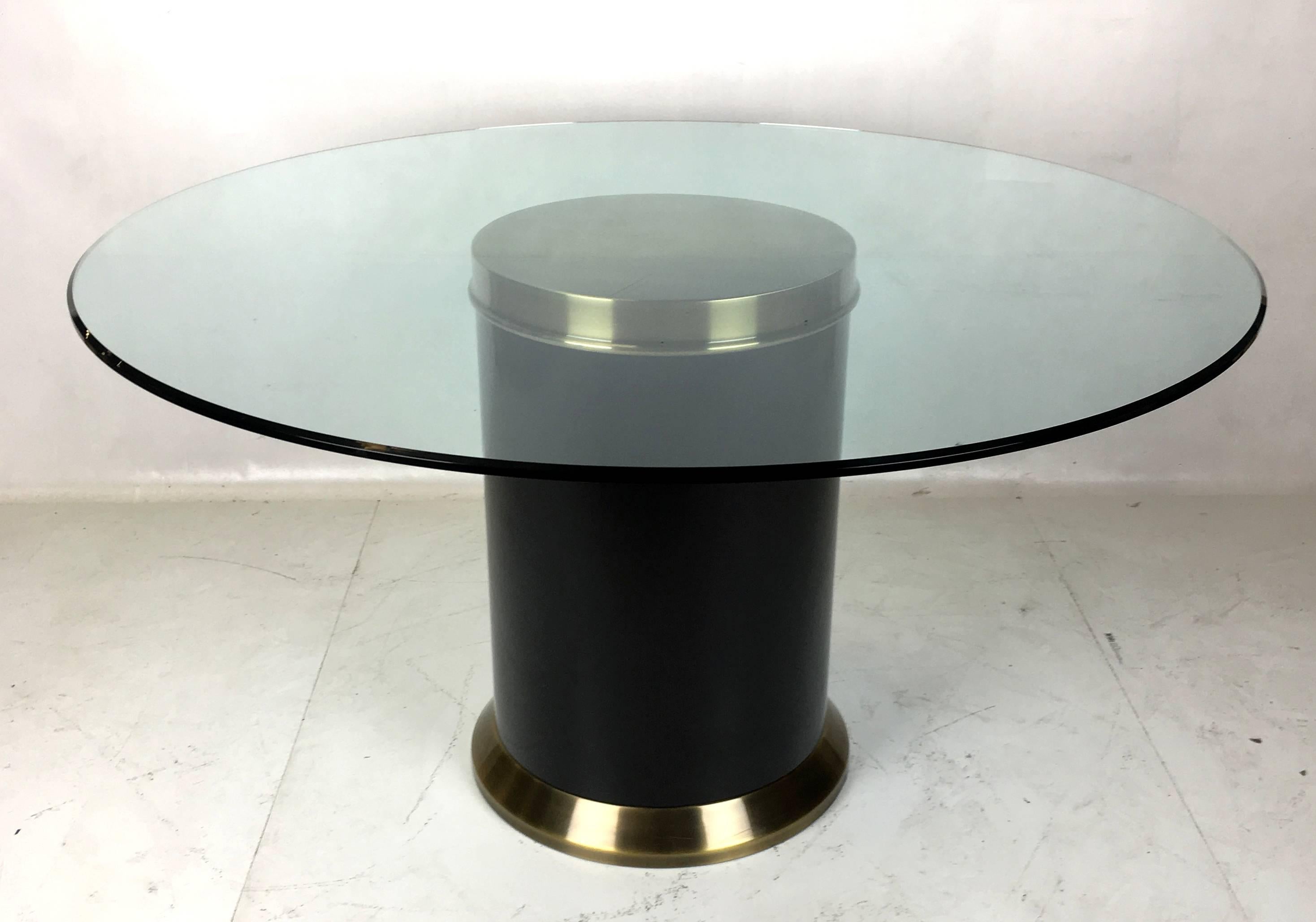 Modern Rare Brass and Black Enamel and Dining Table by Mastercraft