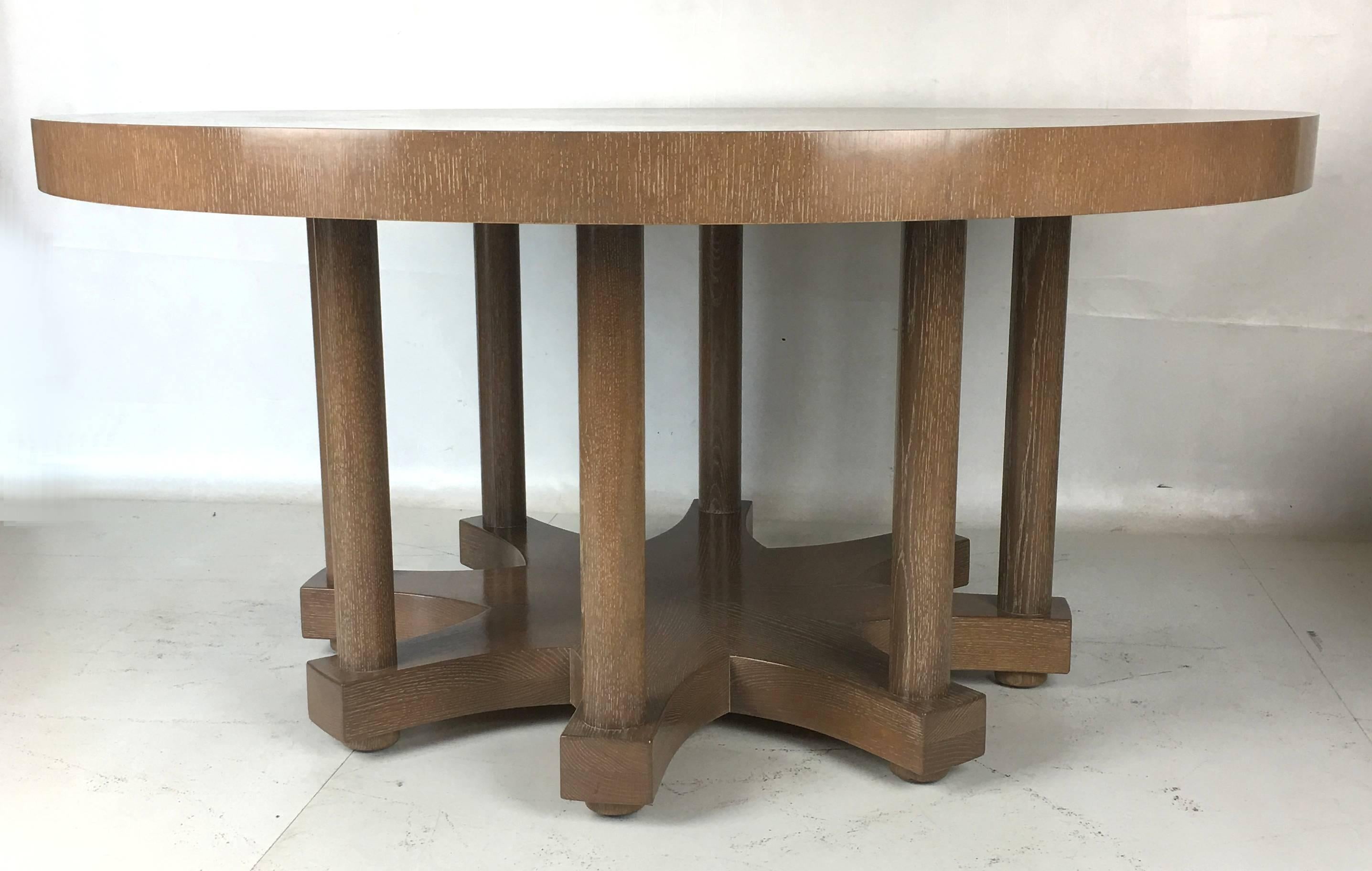 Modern Round Colonnade Base Oak Dining Table