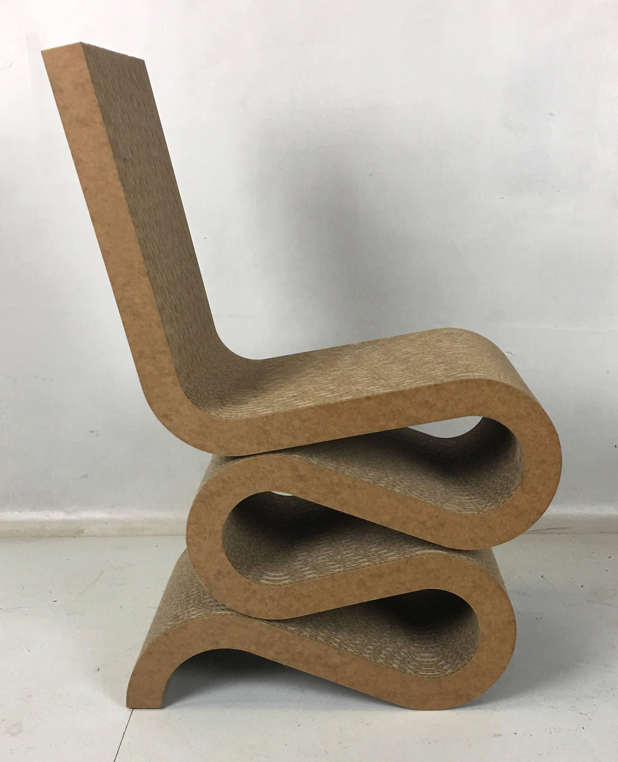 Cardboard and masonite Wiggle chair by Frank Gehry for Vitra. This example from early 2000s is in excellent original condition.