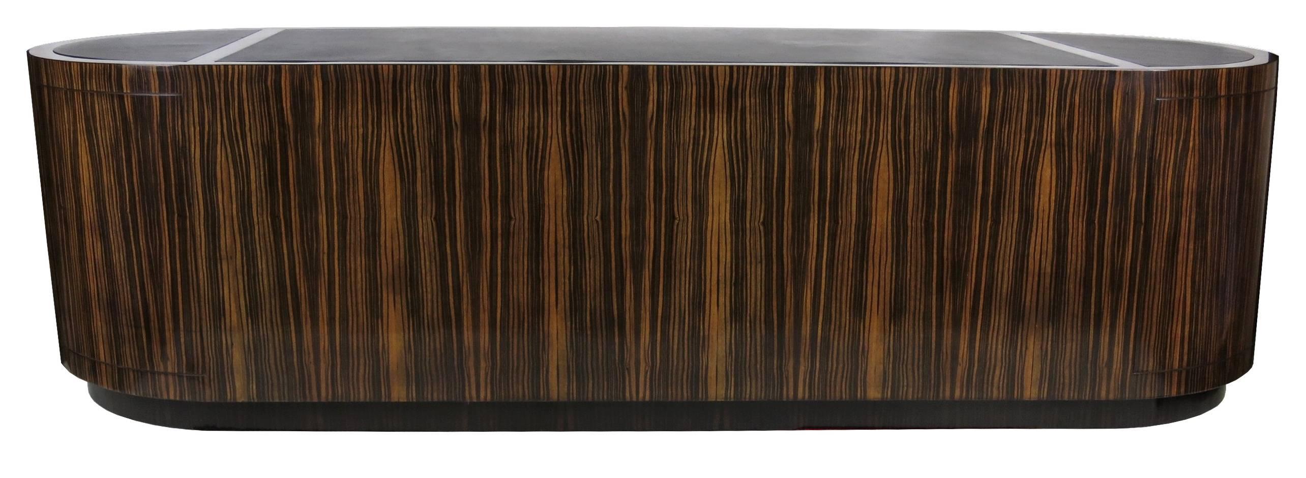 Lacquered Monumental Macassar Ebony Executive Desk by Leon Rosen for Pace