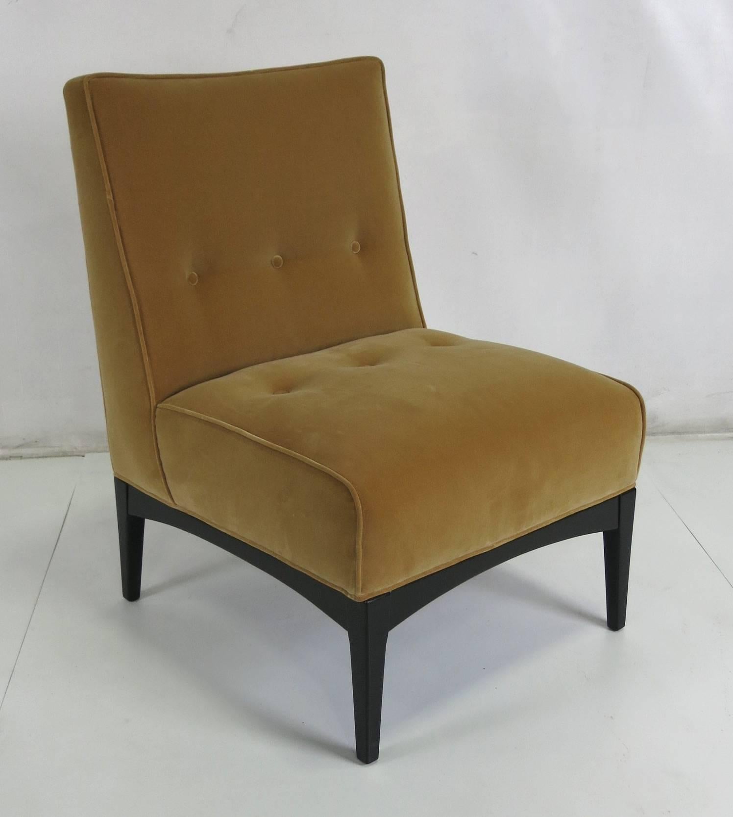 American Luxurious Pair of Mahogany Slipper Chairs by Metropolitan