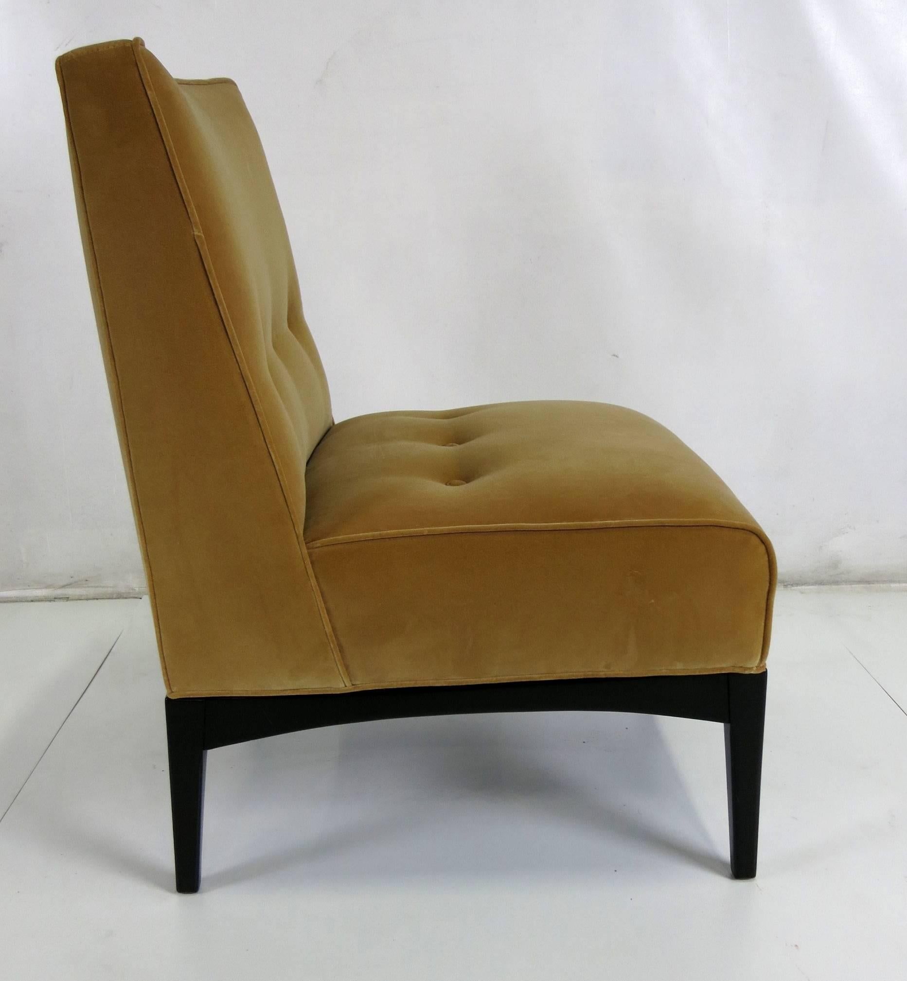 Mid-Century Modern Luxurious Pair of Mahogany Slipper Chairs by Metropolitan
