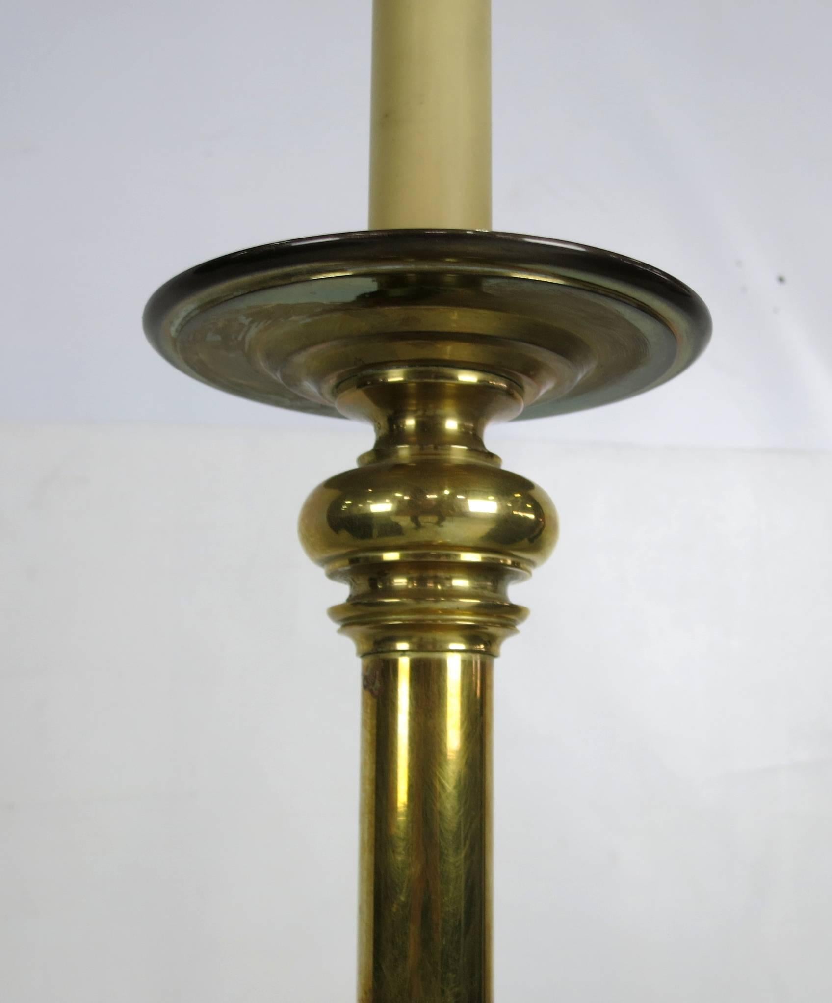 Pair of Brass Candlestick Lamps by Paul Hanson In Good Condition For Sale In Danville, CA