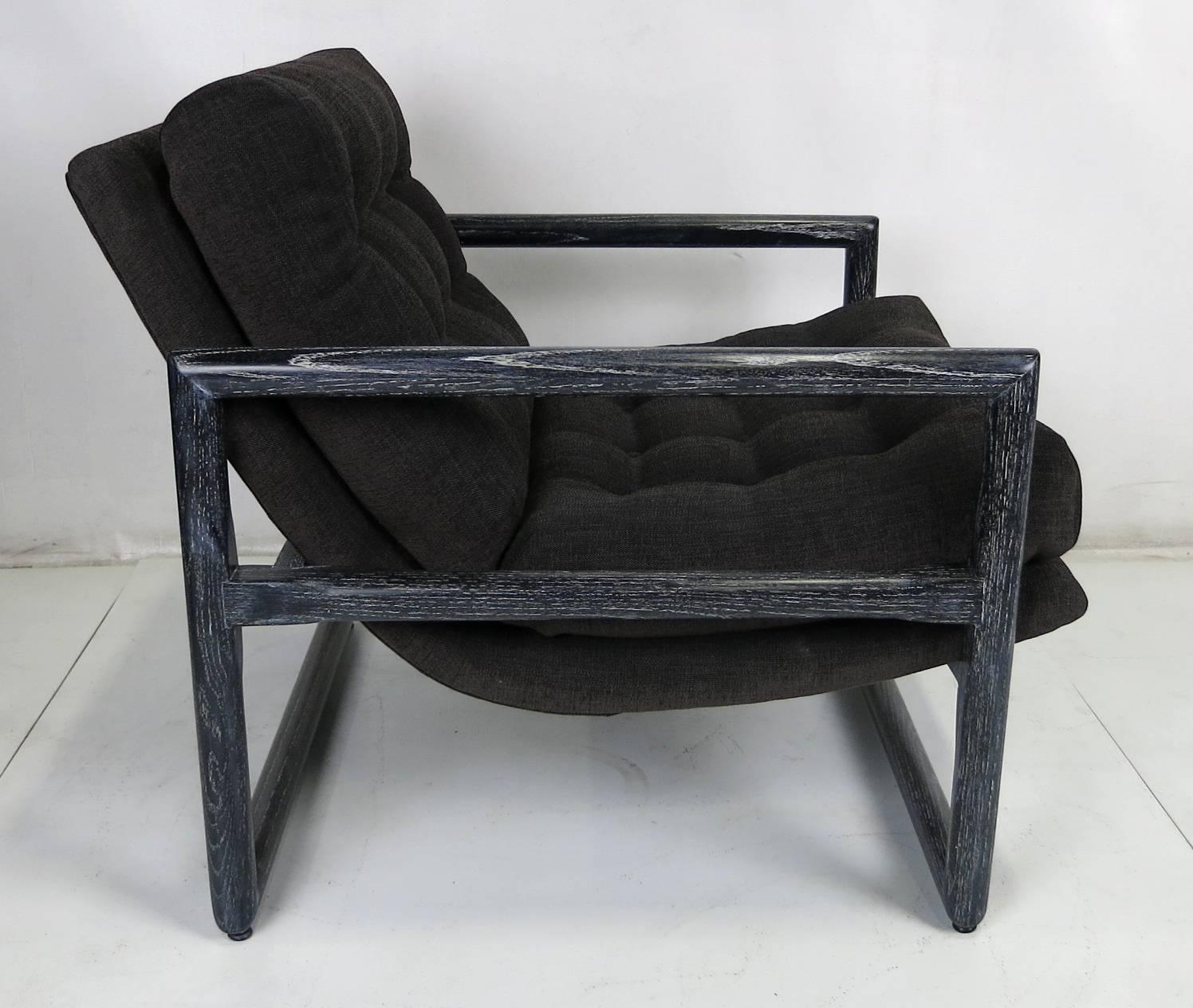 Mid-Century Modern Pair of Cerused Oak Scoop Chairs by Milo Baughman
