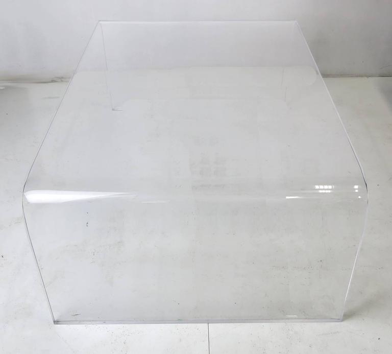 Thick Lucite Waterfall Coffee Table at 1stDibs