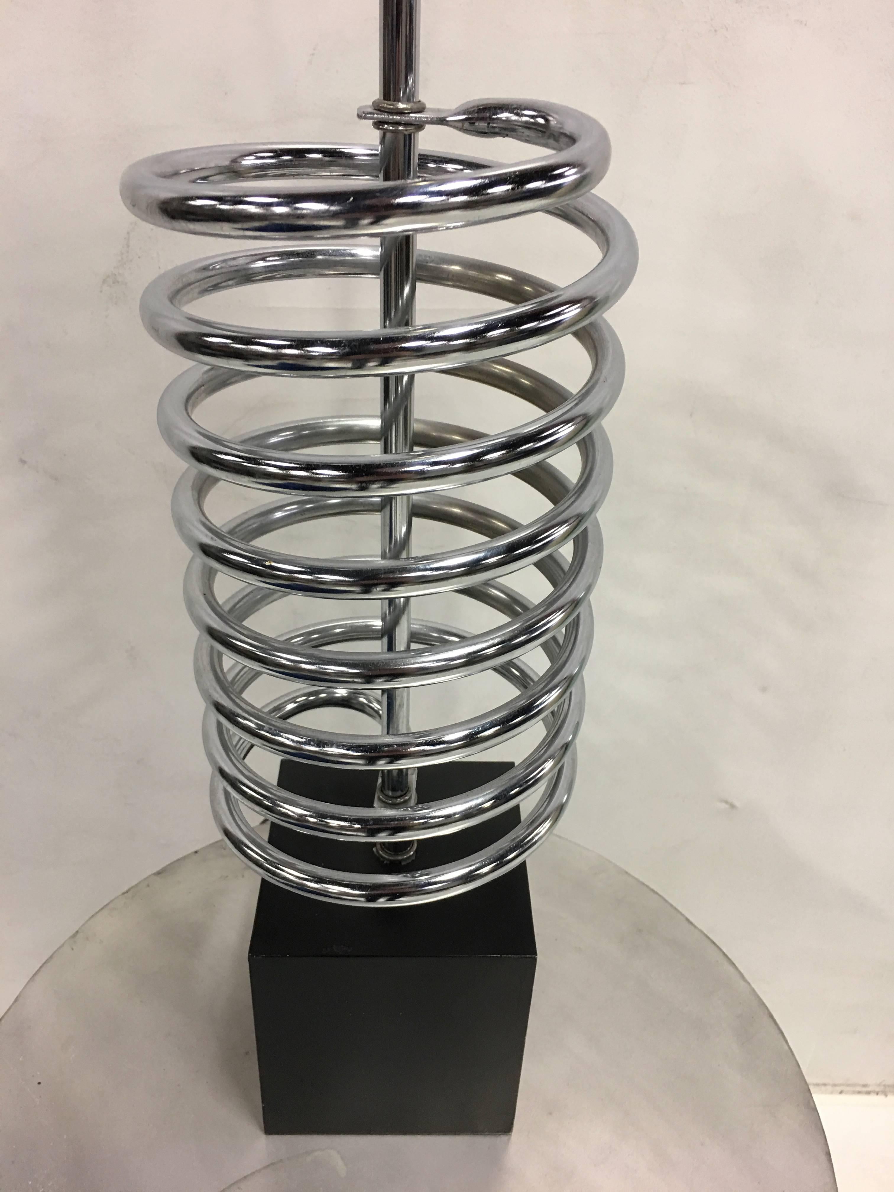 Mid-Century Modern Pair of Chrome Coil Spring Lamps by Laurel