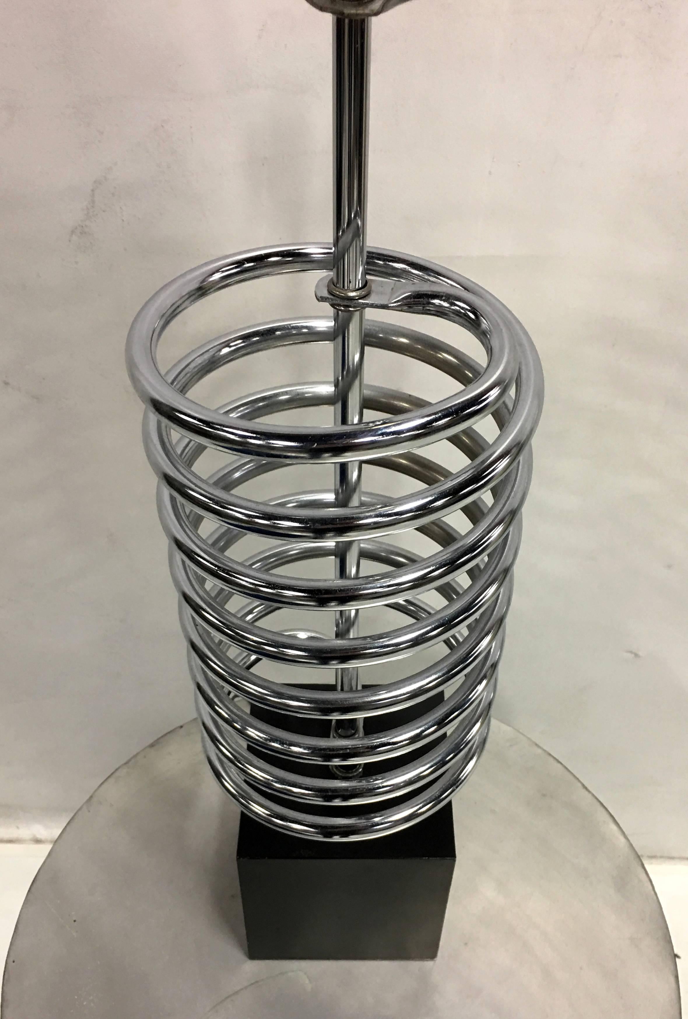 American Pair of Chrome Coil Spring Lamps by Laurel