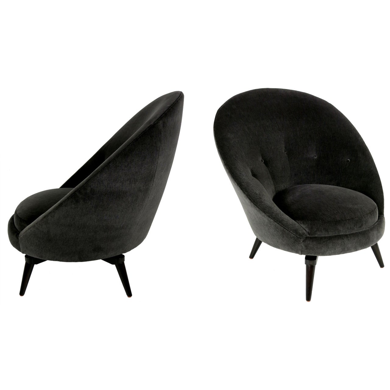 Pair of Royere Style Swivel Egg Chairs