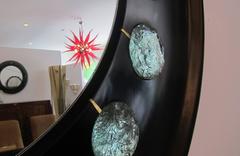 Circular Wood and Glass Studio-Built Mirror by Ghiro