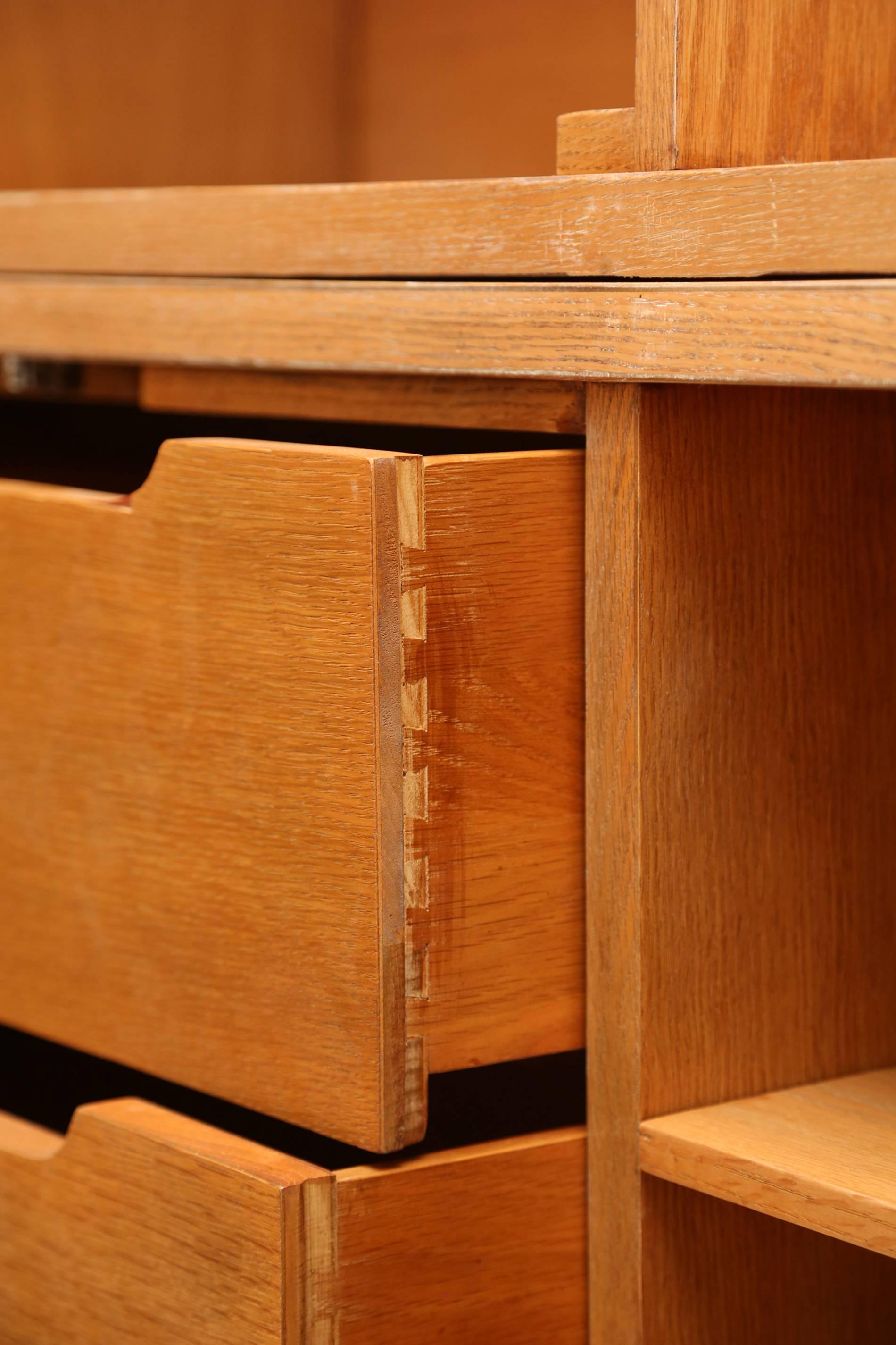 American Modernist Two-Piece Cerused Oak Cabinet