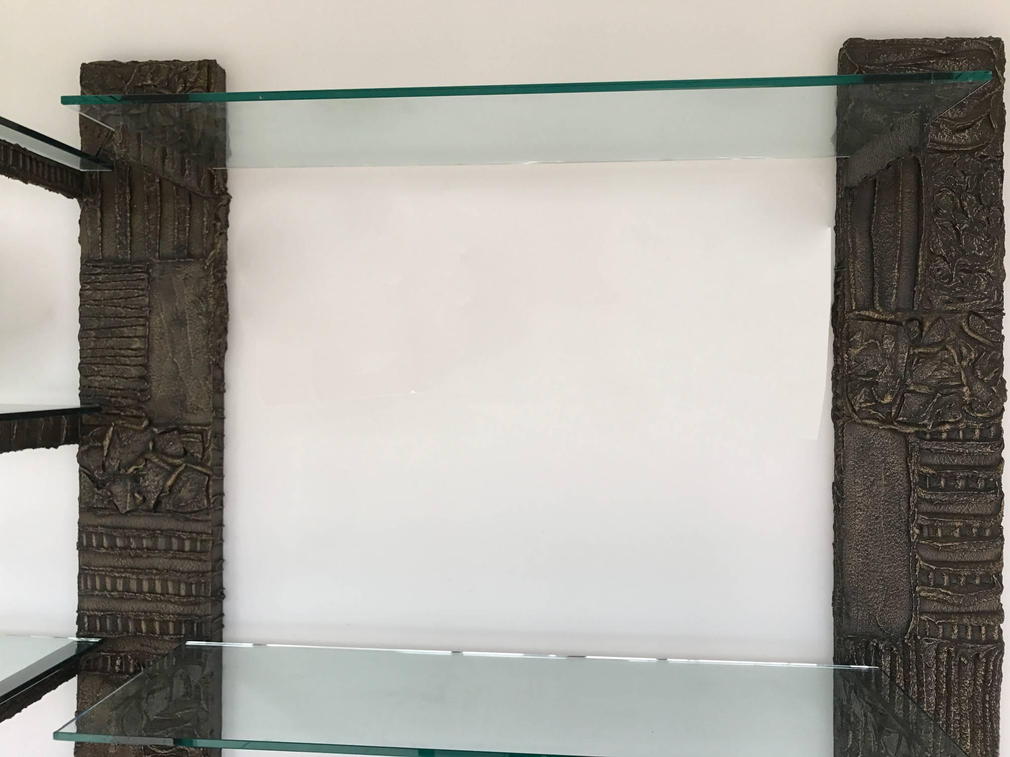 American Paul Evans Brutalist Sculpted Bronze Wall Unit