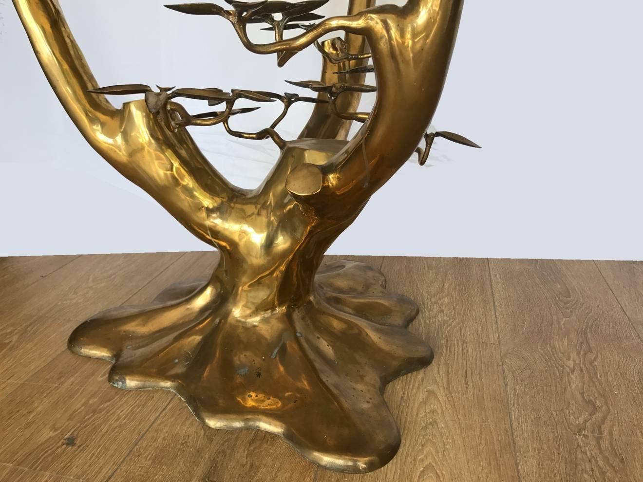 Brass Tree Form Gueridon Centre Table In Excellent Condition In Miami, FL