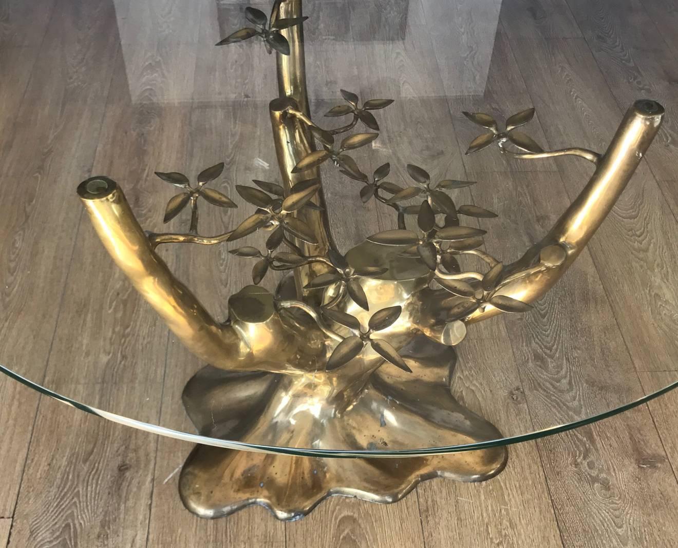 Brass tree form centre table attributed to Willy Daro. Great original patina.