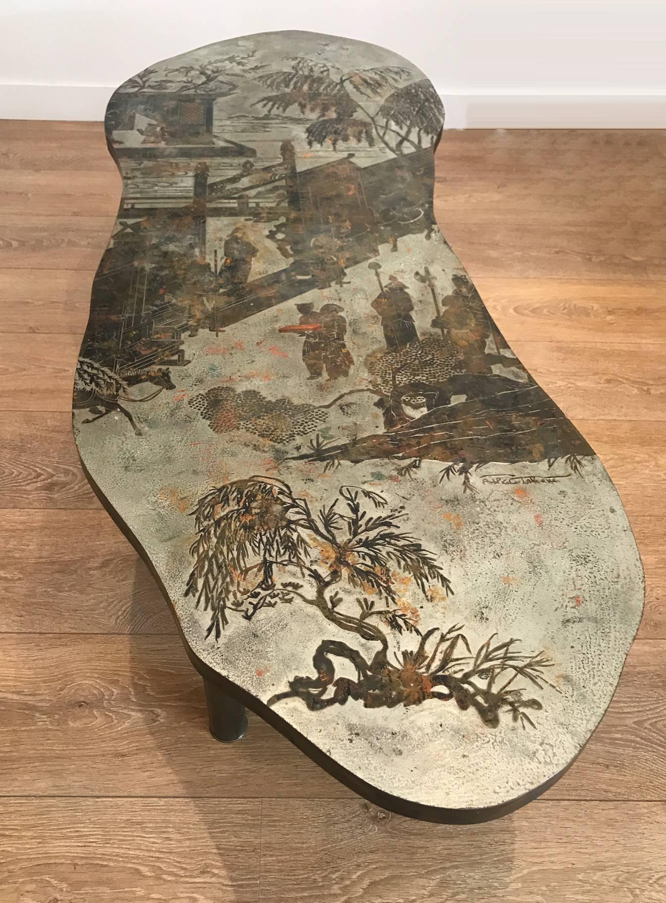 Mid-Century Modern Free-Form Chinoiserie Coffee Table by Kelvin and Philip Laverne