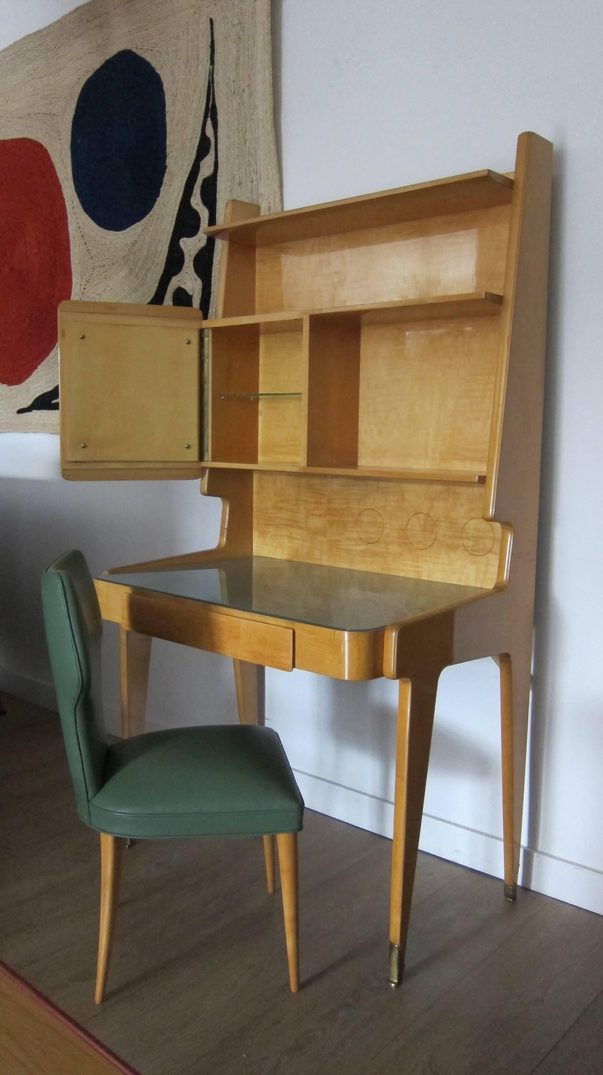Italian 1950s Gio Ponti Style Upright Desk with Chair. 3