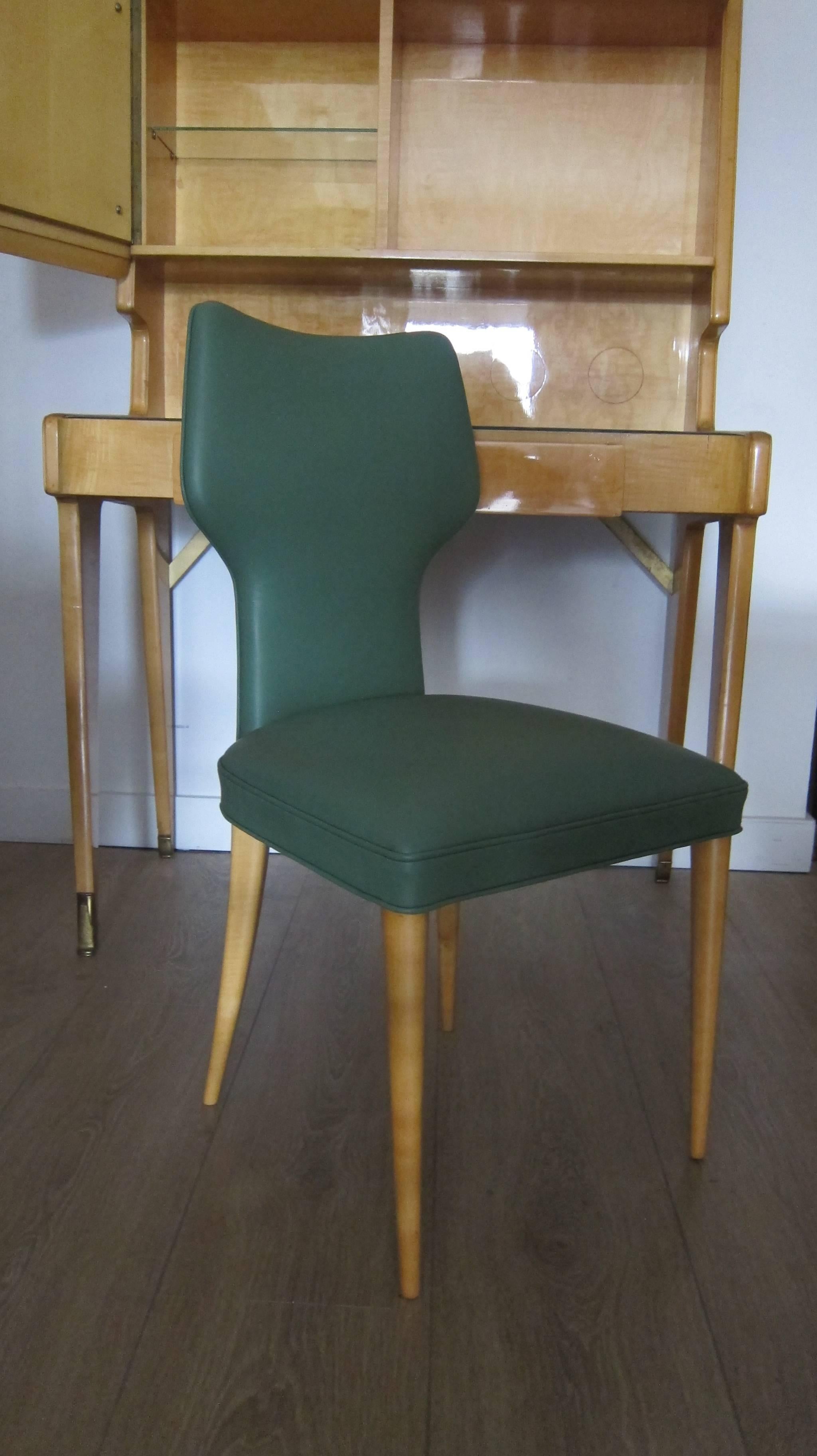 Mid-Century Modern Italian 1950s Gio Ponti Style Upright Desk with Chair.