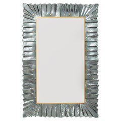 Contemporary Mirror Sea Green Murano Glass Framed, In Stock