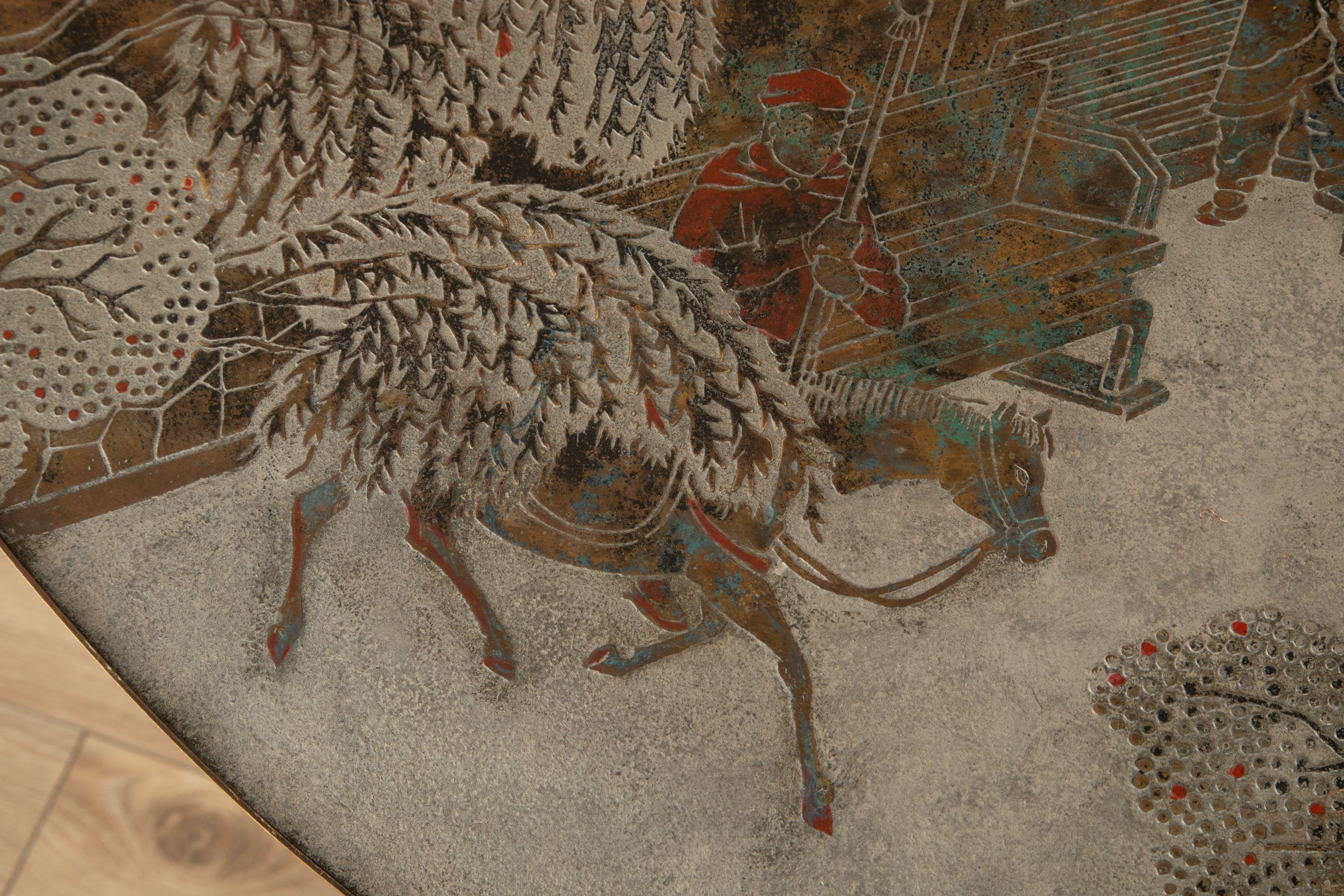 Brass Philip and Kelvin Laverne Chinoiserie Center Table, New York, circa 1960's For Sale