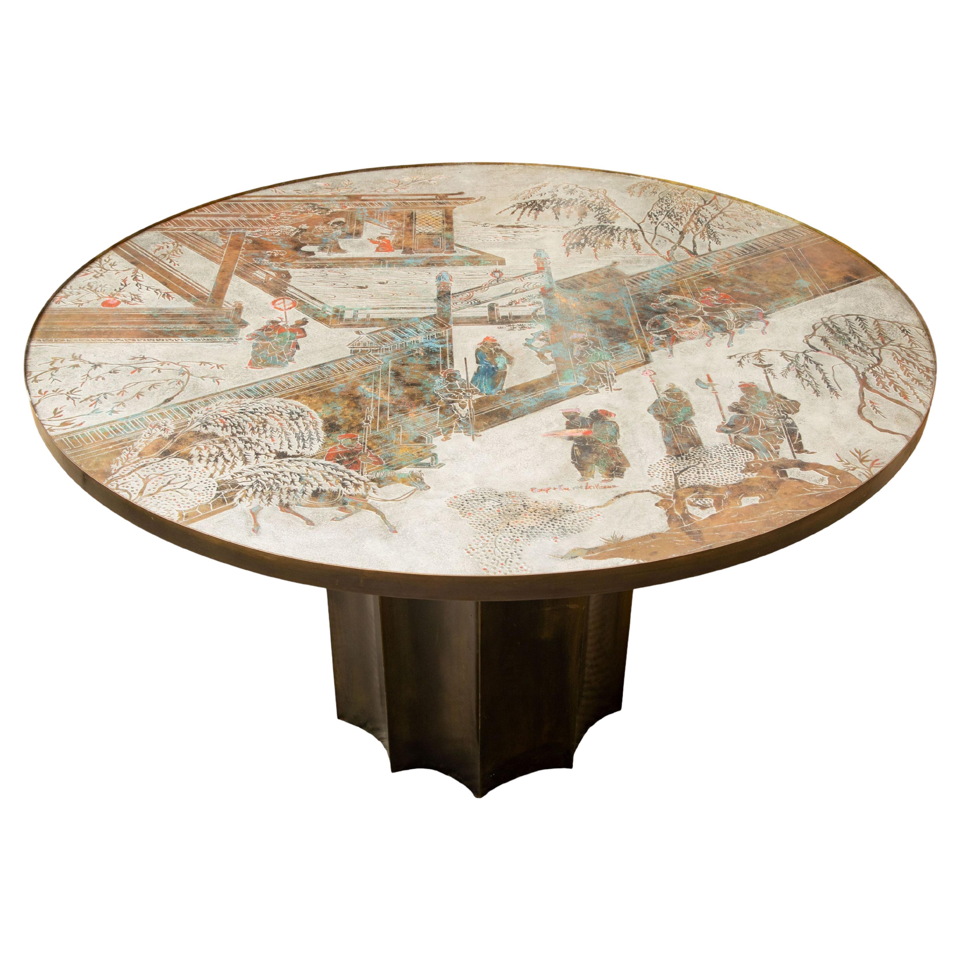 Table centrale en Chinoiserie Philip and Kelvin LaVerne, New York, vers les années 1960 en vente
