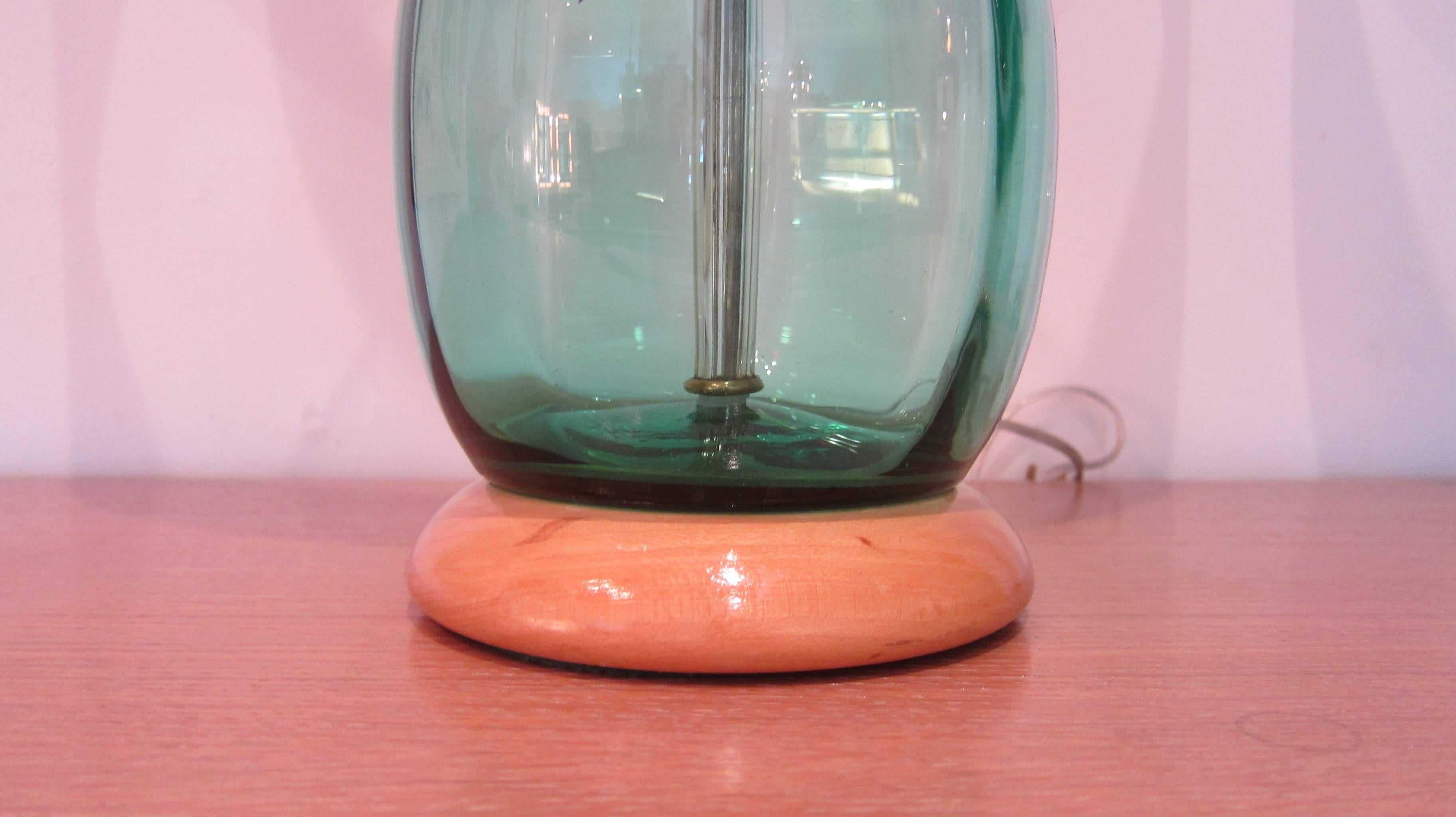 blue green glass lamp