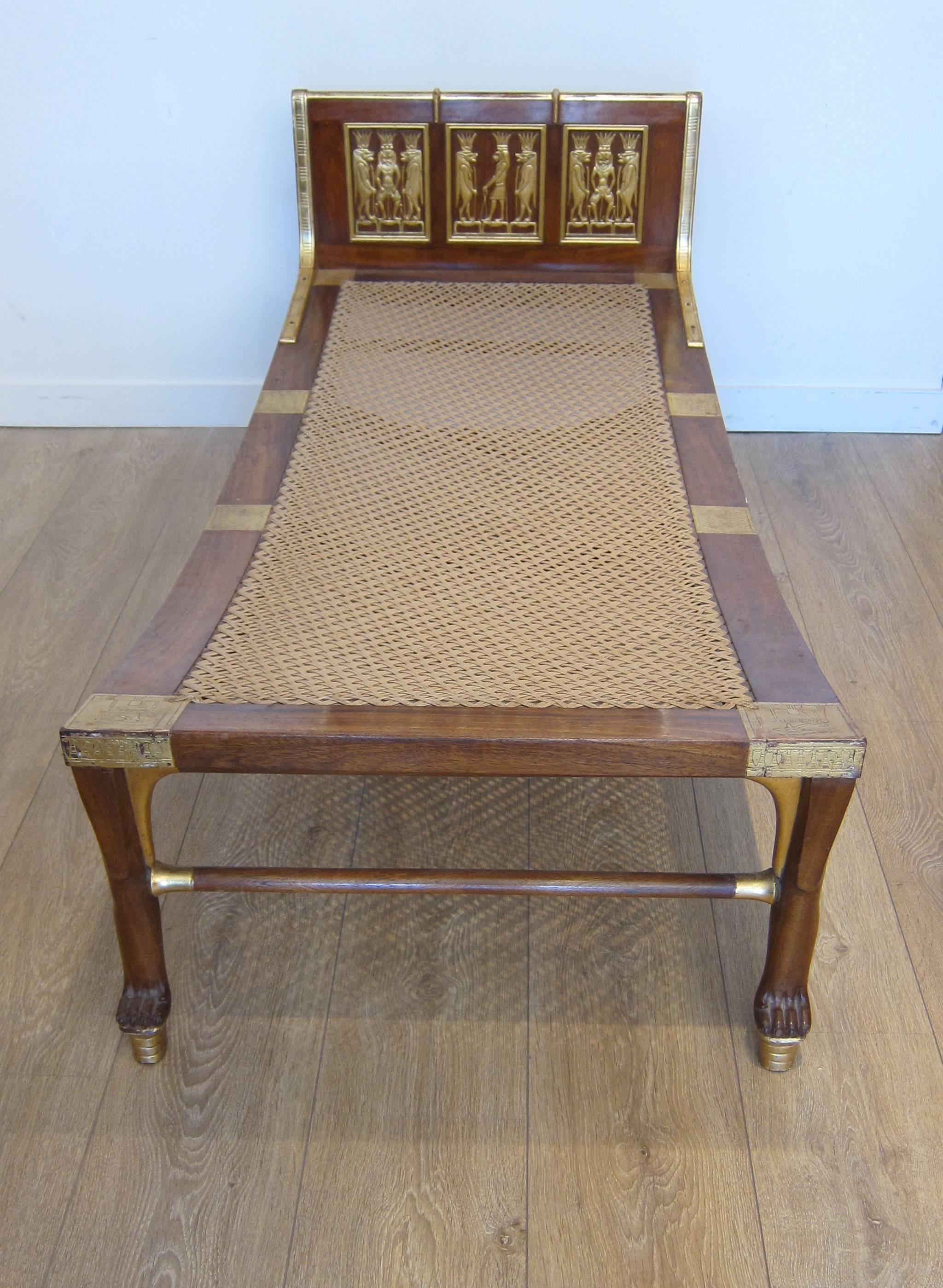 Mahogany Chaise Longue Egyptian Revival Style