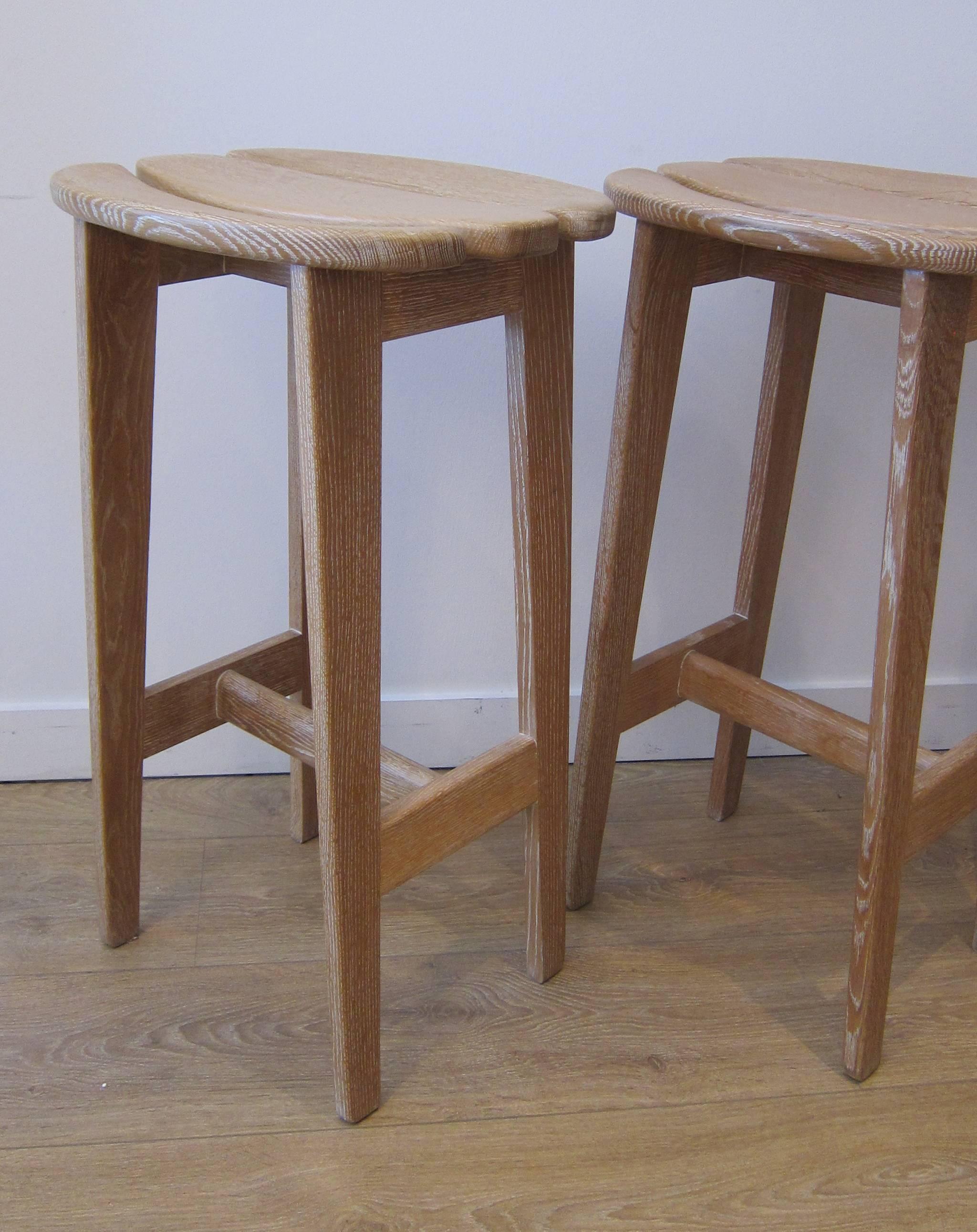 French Set of Three Bar Stools by Guillerme et Chambron