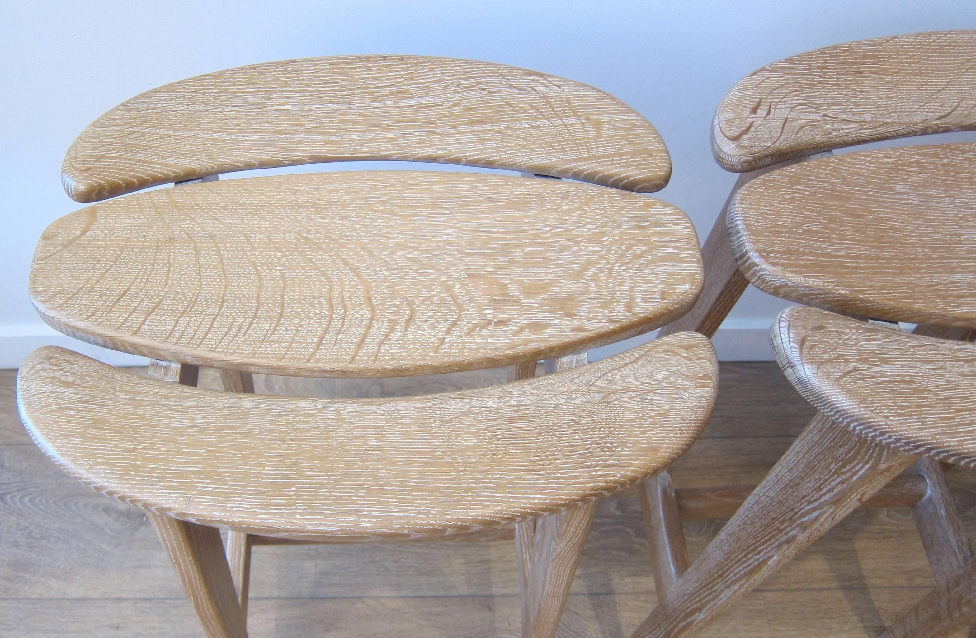 Set of Three Bar Stools by Guillerme et Chambron In Excellent Condition In Miami, FL