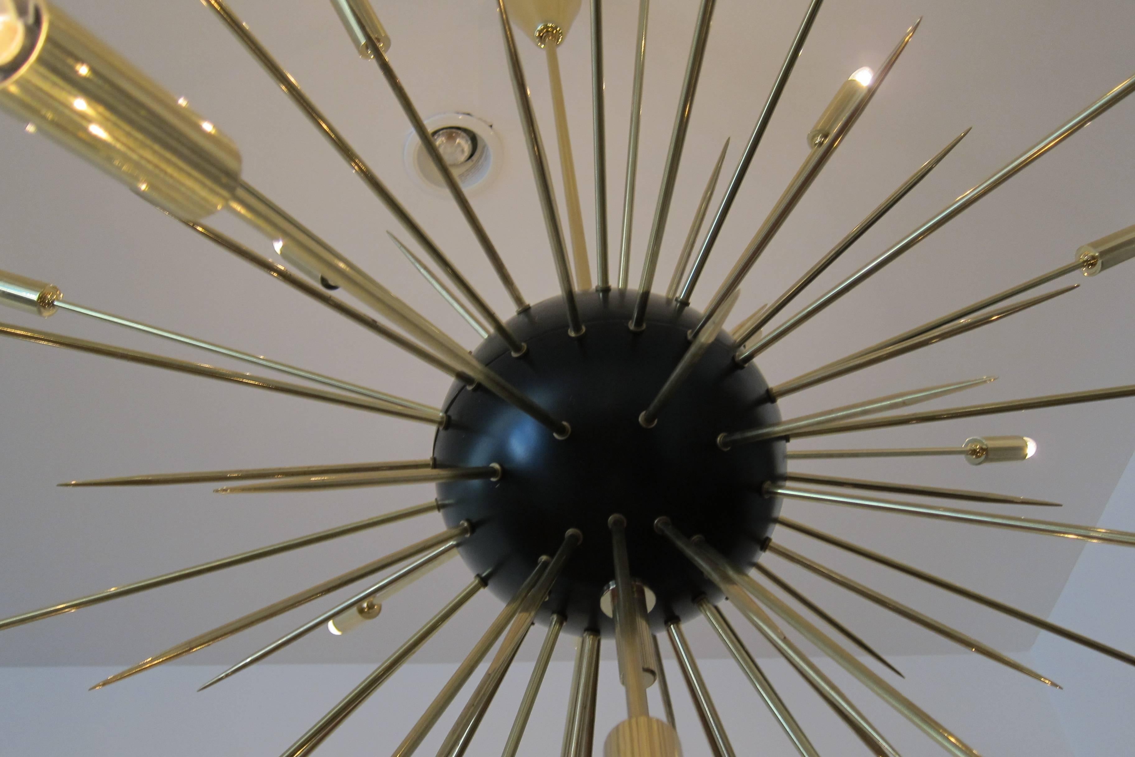 Mid-Century Modern Italian Modern Oversized  Sputnik Brass Chandelier