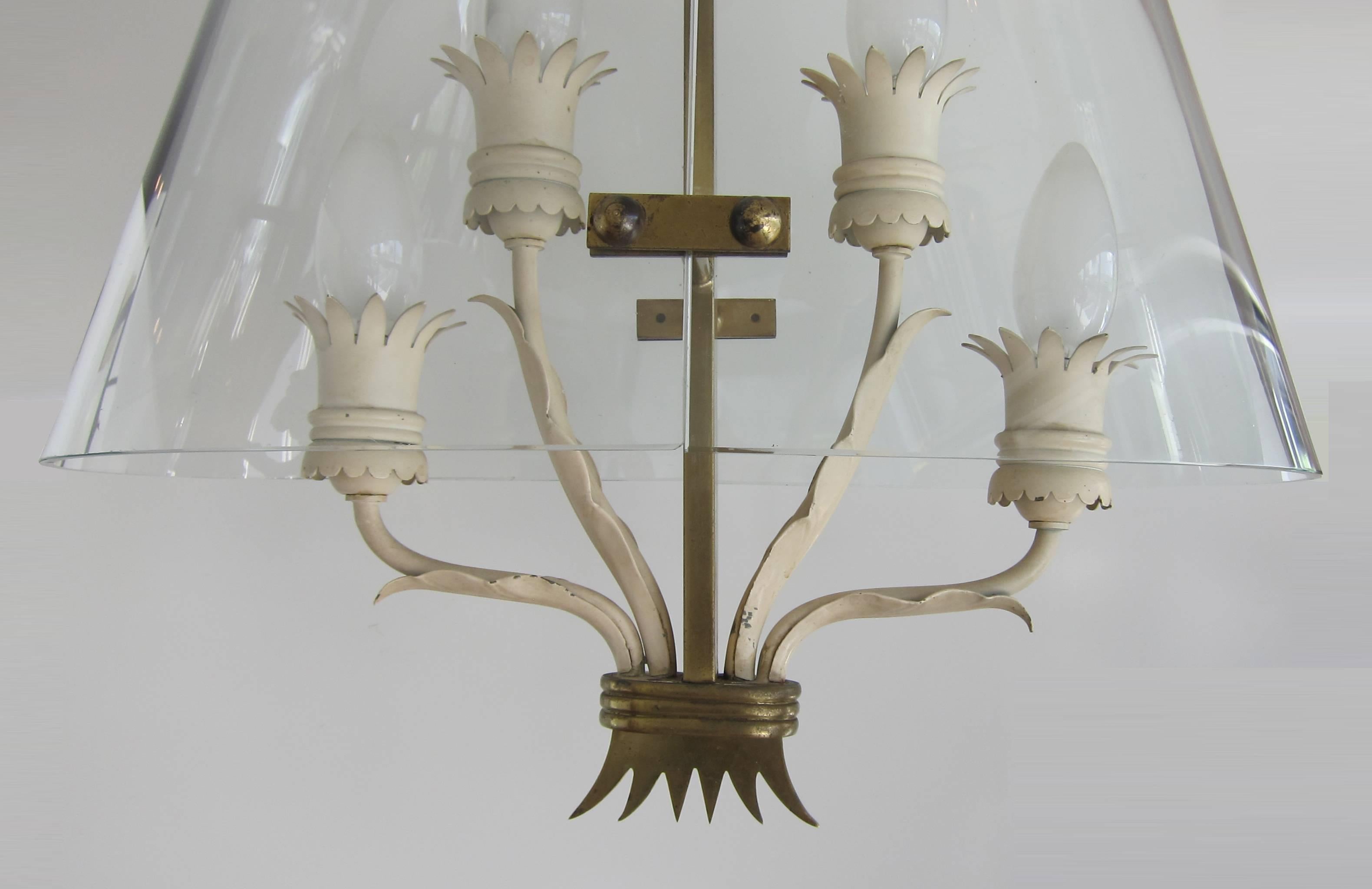 Mid-Century Modern Italian Pendant Chandelier Attributed to Pietro Chiesa In Excellent Condition In Miami, FL